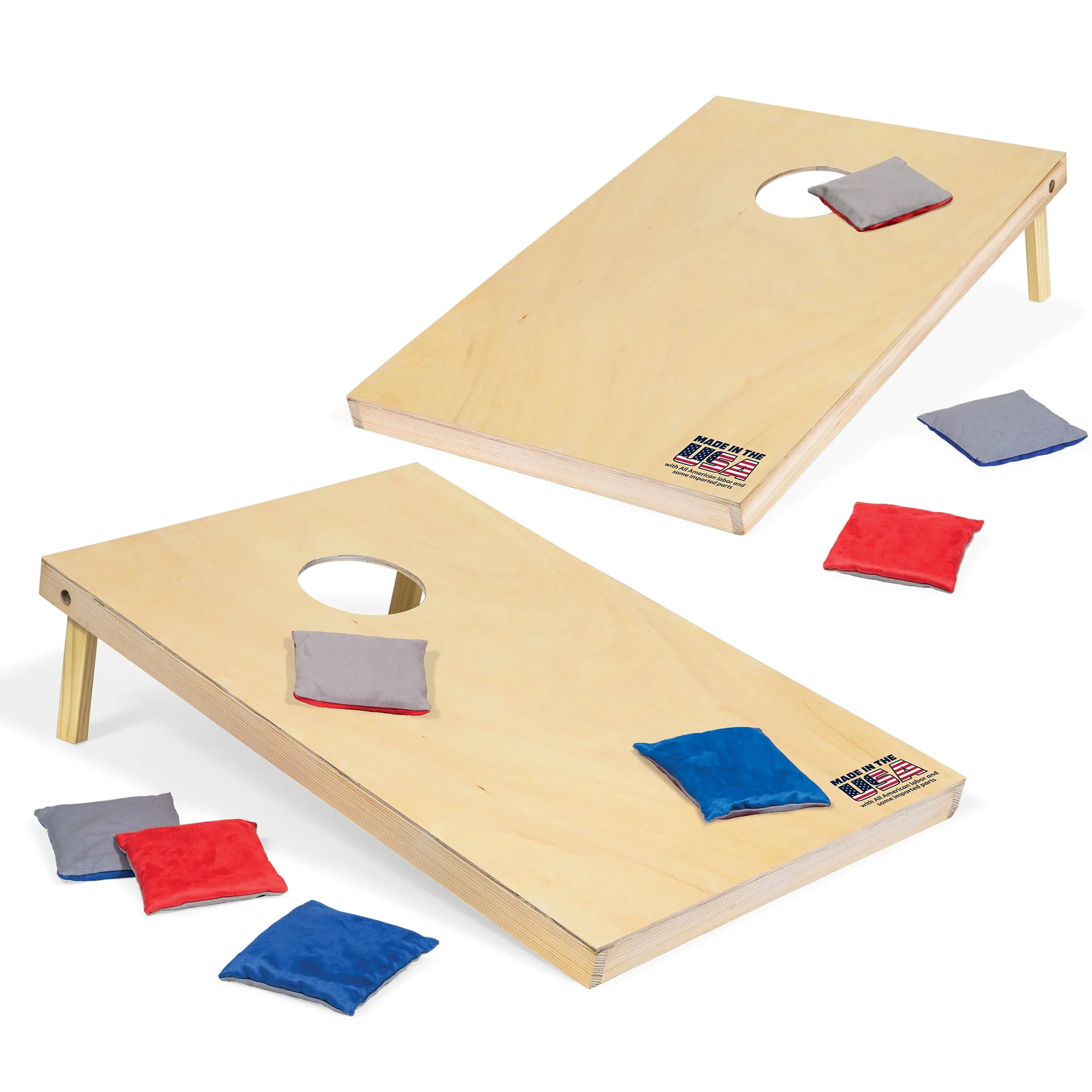 EastPoint Sports 2' x 3' Cornhole Boards - Natural Wood Bean Bag Toss Set with 8 Bean Bags - Womvr