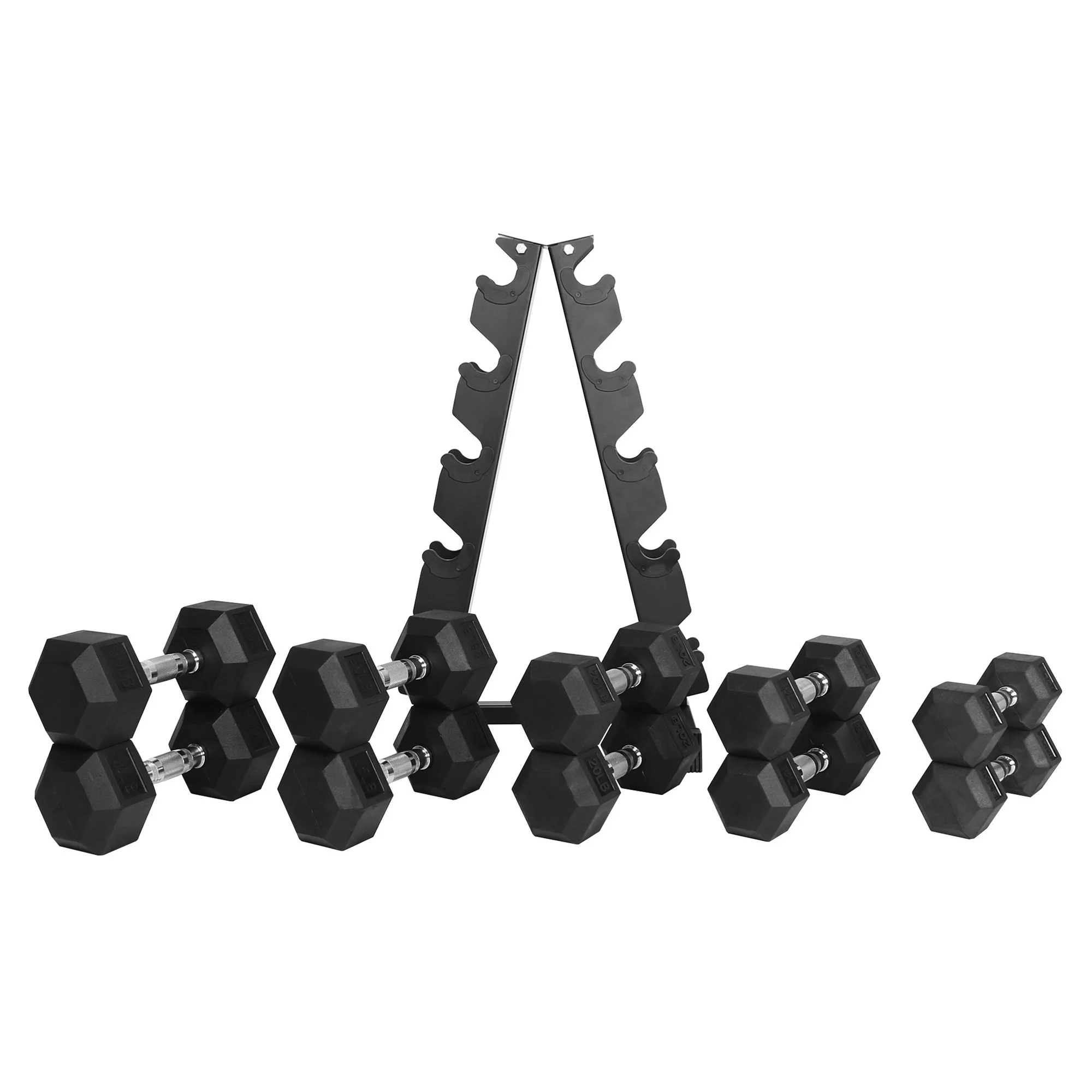 BalanceFrom Signature Alloy Steel 200 lb Rubber Encased Hex Dumbbell Set - Womvr