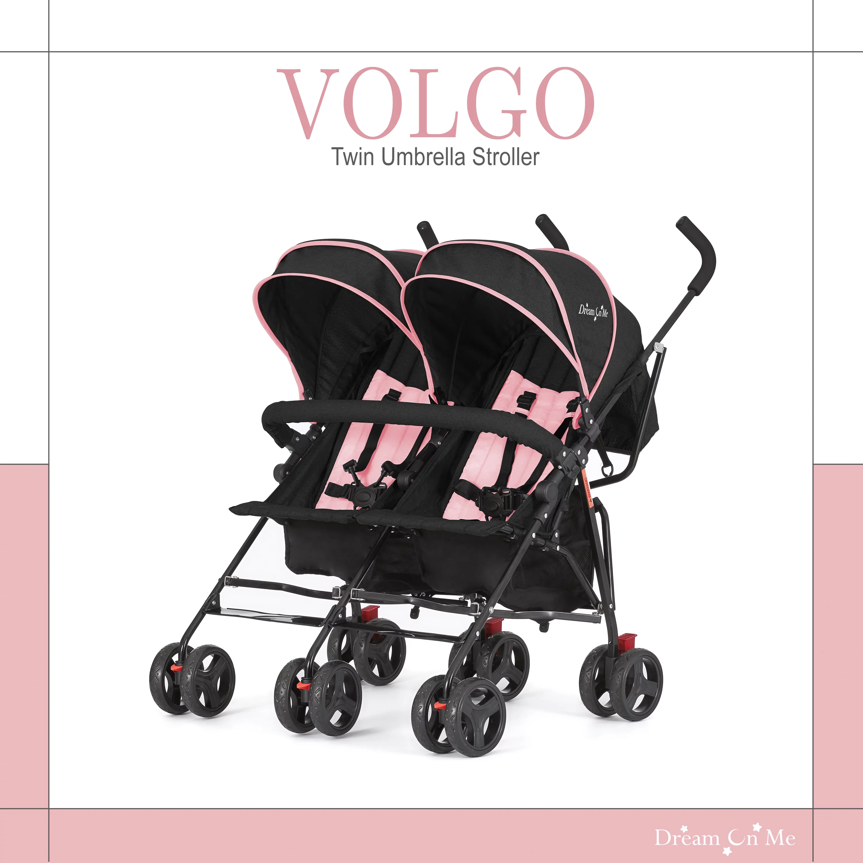 Dream On Me Vo o Twin Umbrella Stroller in Gray, Lightweight Double Stroller for Infant & Toddler, Compact Easy Fold, Large Storage Basket, Large and Adjustable Canopy - Womvr