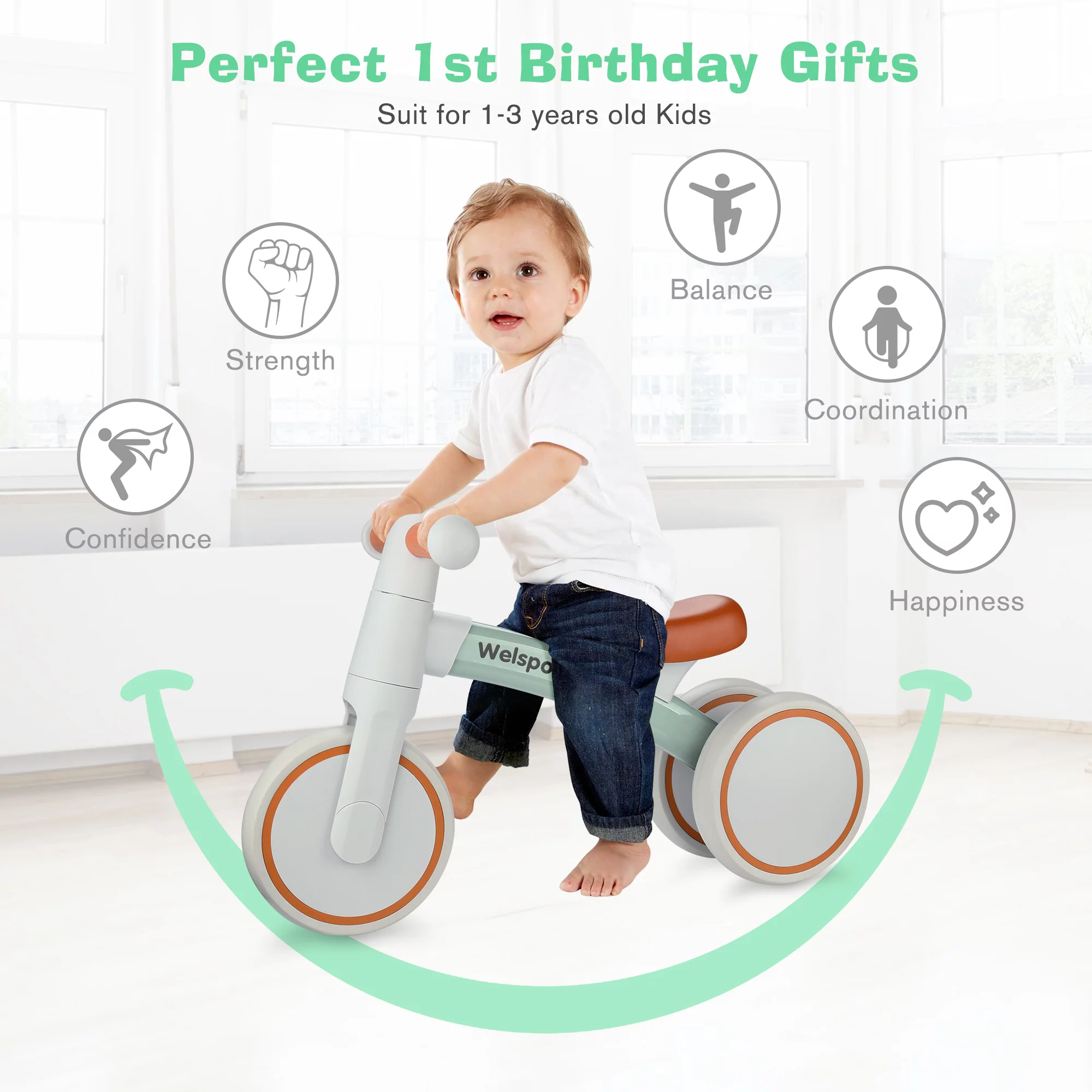 Baby Balance Bike, Mini Bike for Ages 10 Months to 3 Years, Infant Walker fo Boy and Girl First Birthday Gifts - Womvr