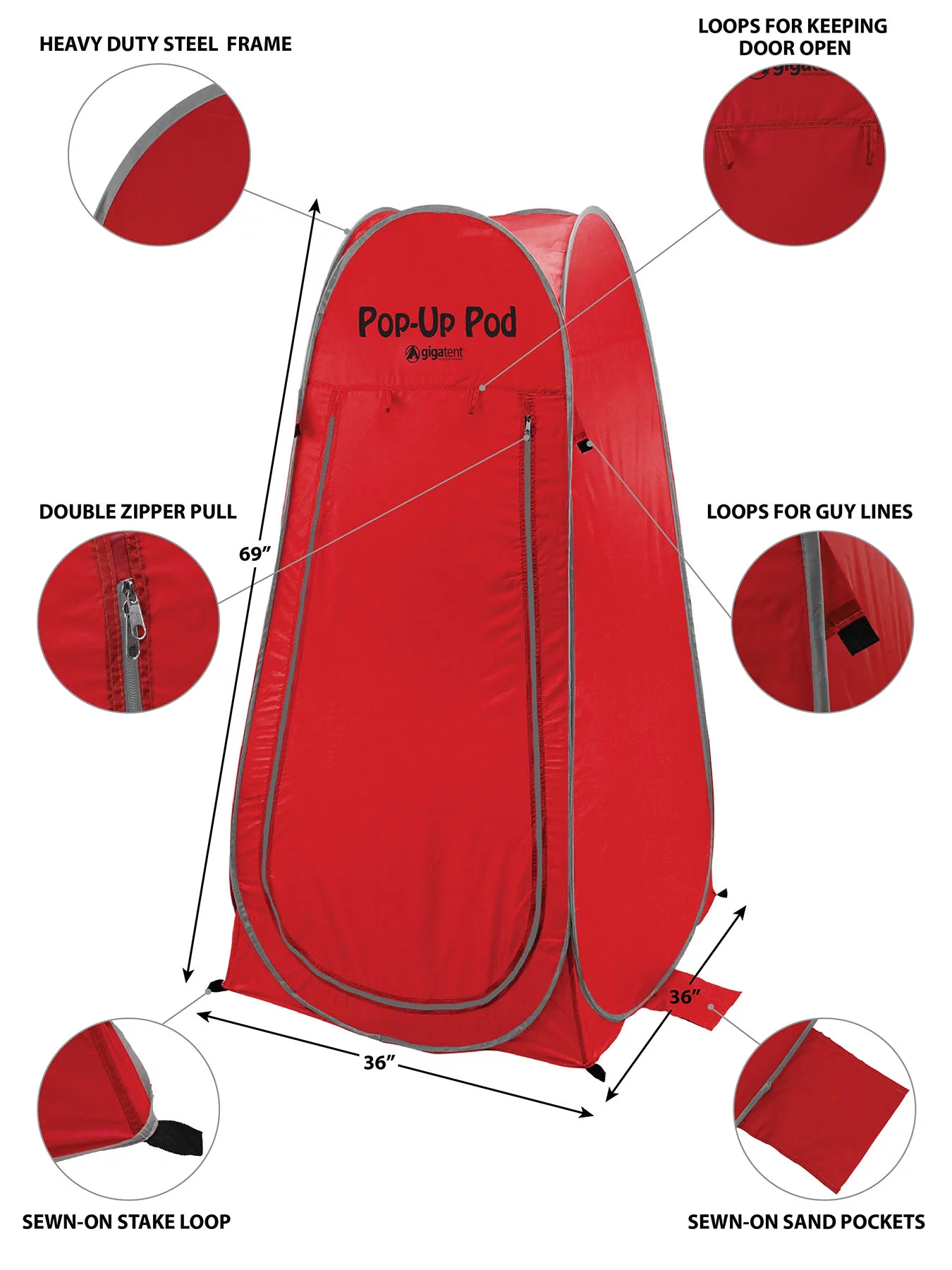 GigaTent 1-Person Pop-up Privacy Tent for Camping Changing Room, 36