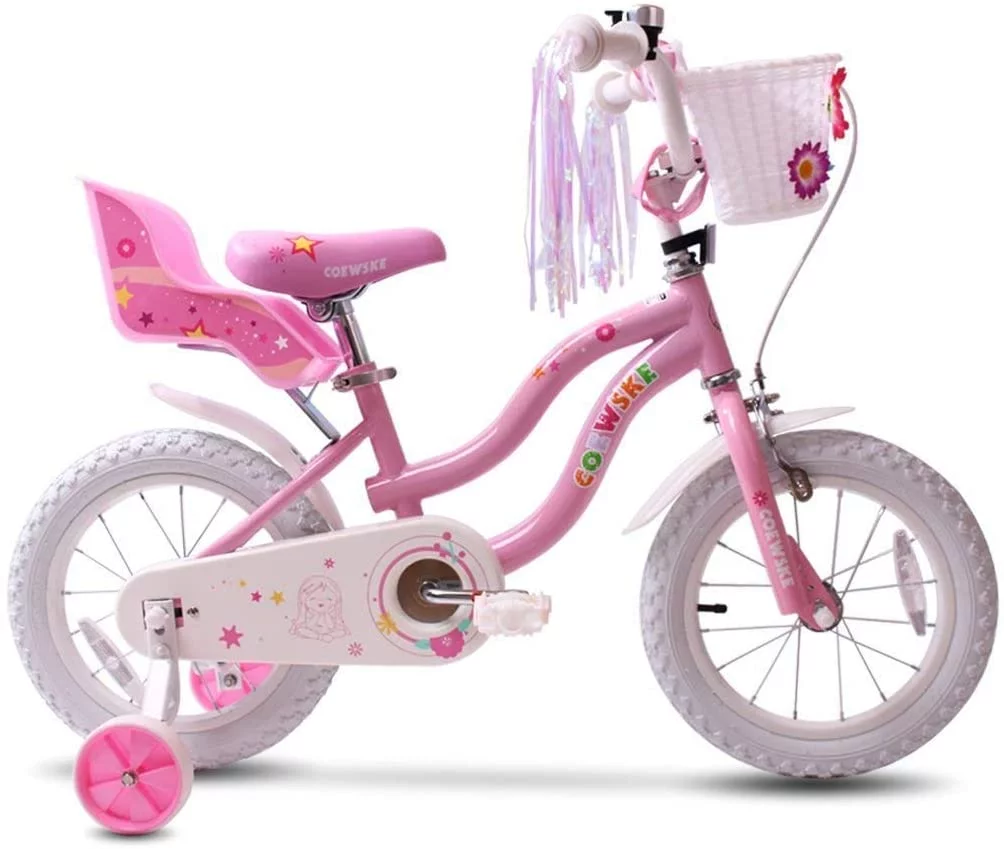 Coewske Princess Kids Bike 14 inch Boys Girls Bicycle with Training Wheels, Pink - Womvr