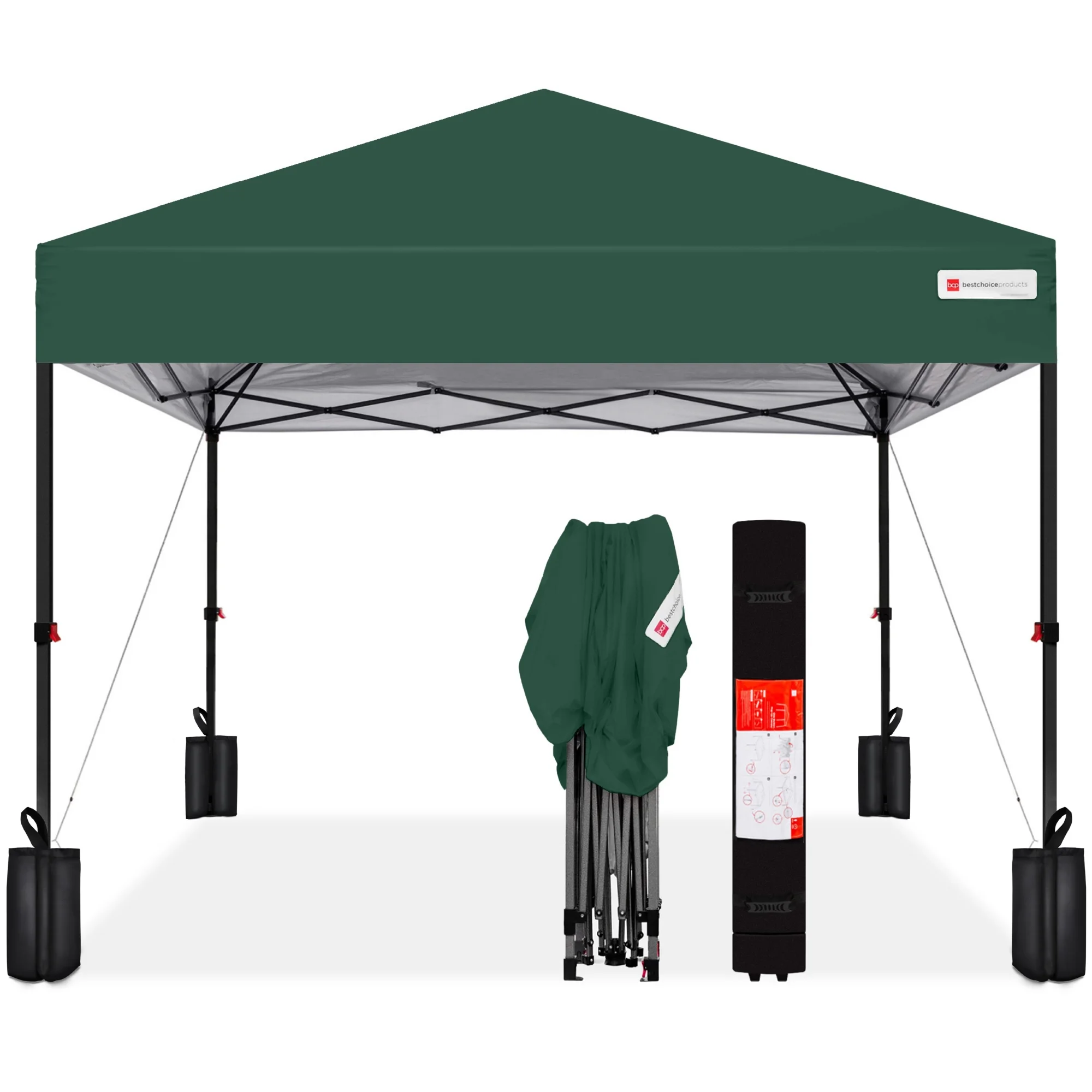 Best Choice Products 10x10ft Easy Setup Pop Up Canopy w/ 1-Button Setup, Wheeled Case, 4 Weight Bags - Cerulean - Womvr