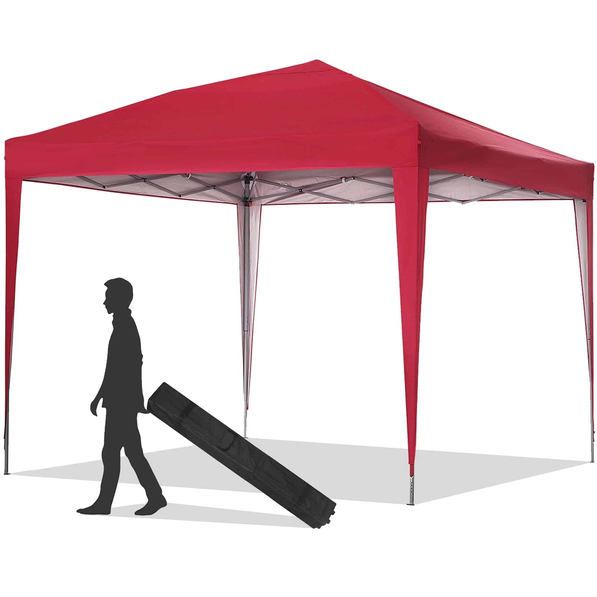Outdoor Basics 10 ft x 10 ft Pop Up Canopy Tent with Carry Bag, Shade Canopy, Great for Picnic, Yard, Beach, Park, Camping, White - Womvr