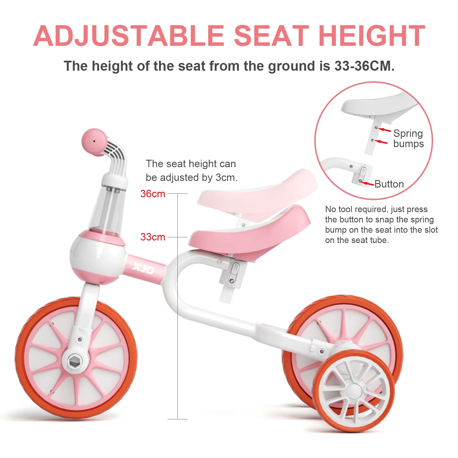 XJD 7 in 1 Toddler Bike for 1 Year to 4 Years Old Kids, Toddler Tricycle Kids Trikes Tricycle, Gift & Toys for Boy & Girl, Balance Training, Removable Pedals - Womvr