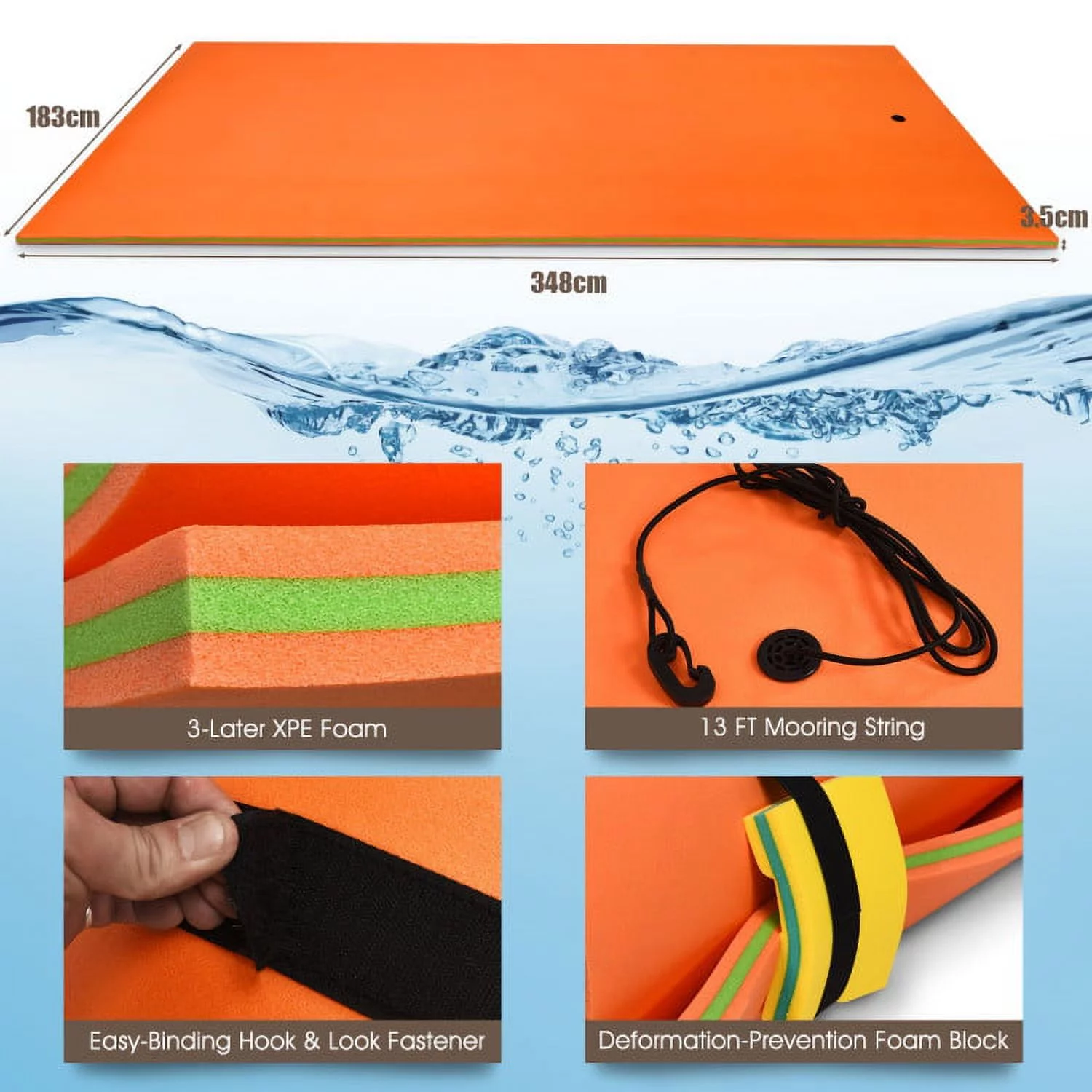 3-Layer Water Floating Mat Foam Pad for Lake, 83