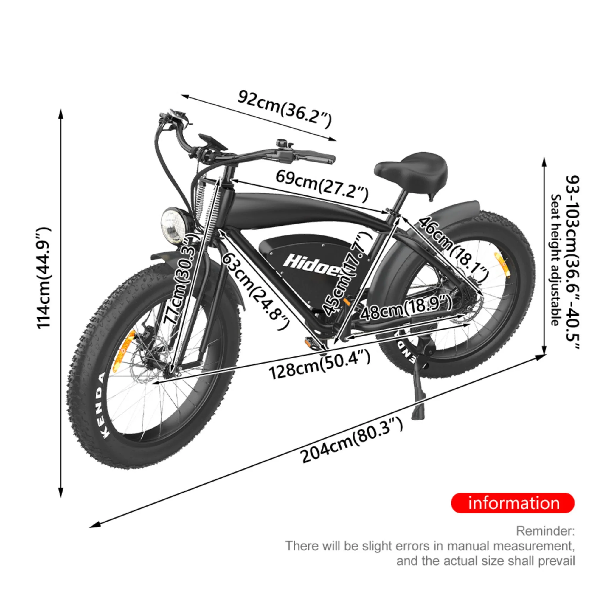 Hidoes B3 1200W Electric Bike for Men Adults with 26in. x 4in. Fat Tire, Electric Mountain Bicycle off Road E-Bike with 48V 18.2AH up to 37MPH & 37 Miles Range - Womvr