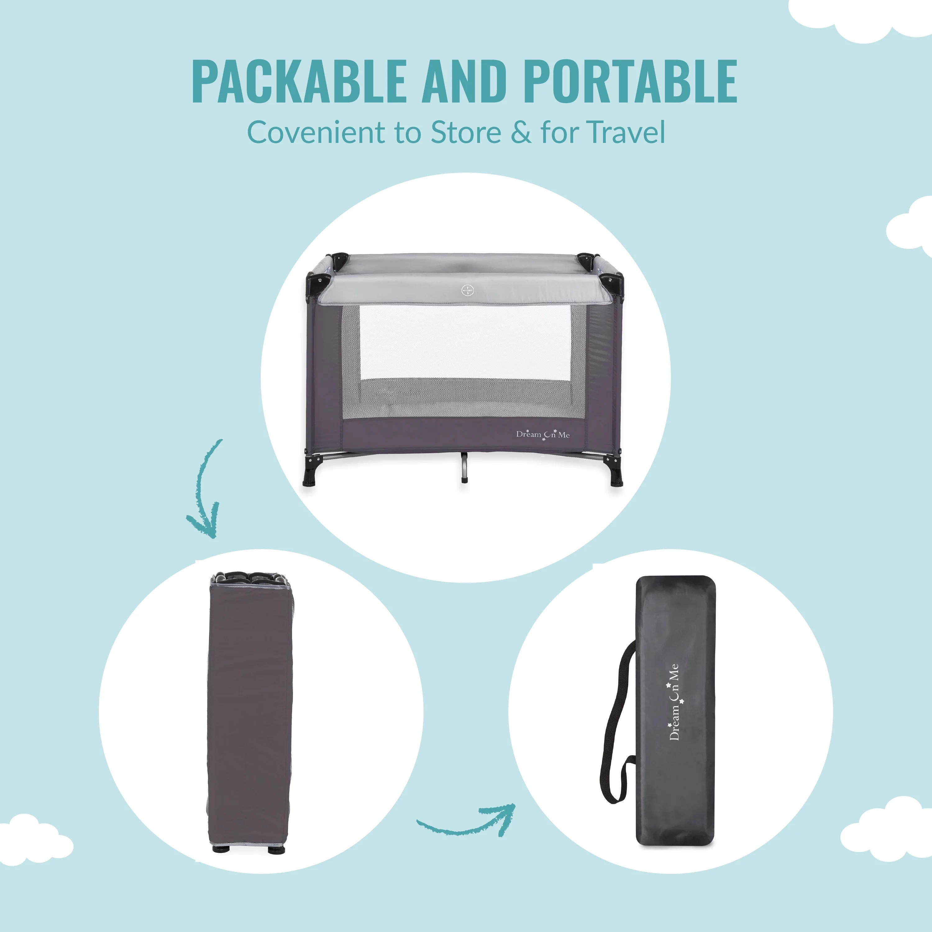 Dream On Me Nest Portable Play Yard with Carry Bag and Shoulder Strap, Pink - Womvr