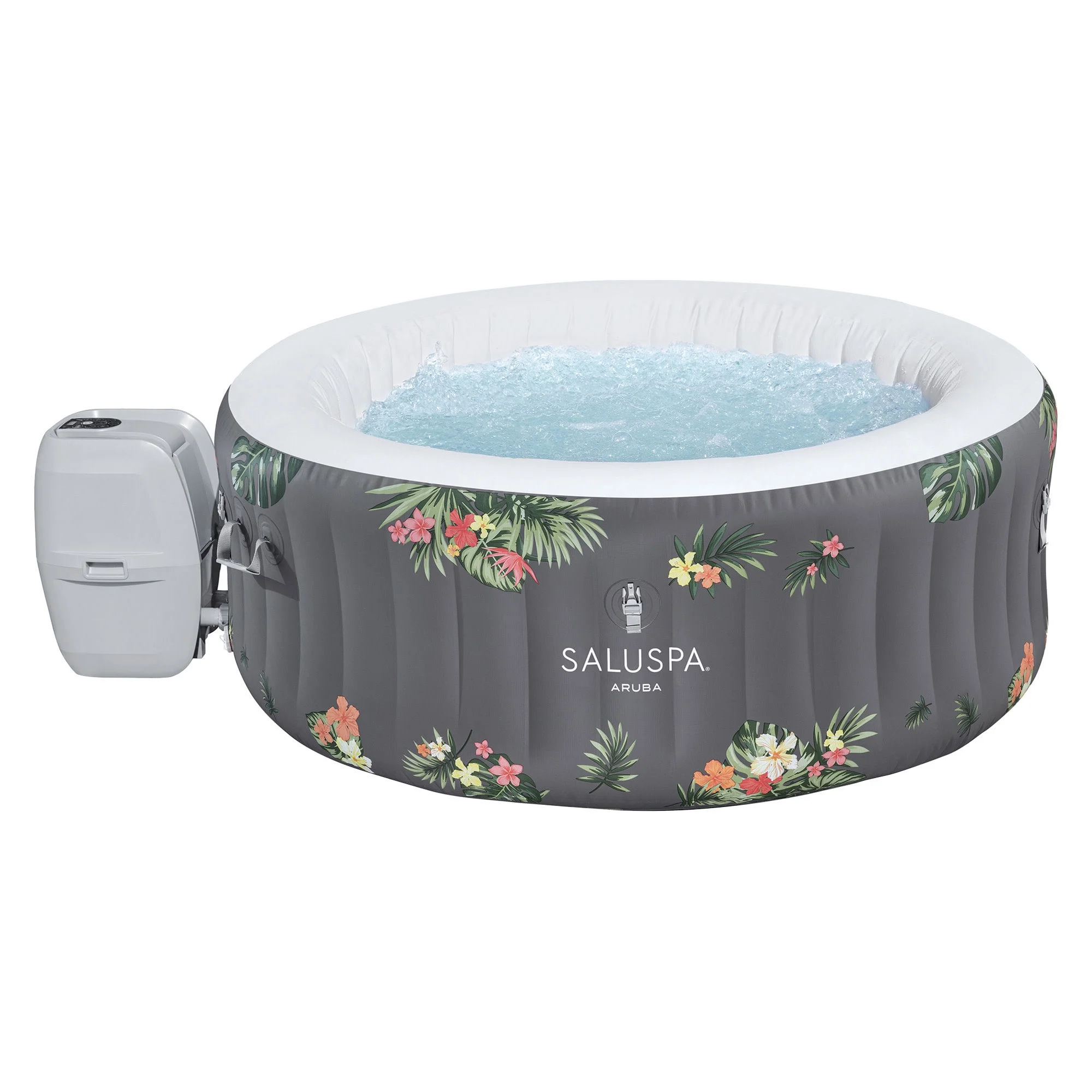 Bestway SaluSpa Aruba AirJet Inflatable Hot Tub w/ EnergySense Cover, Grey - Womvr