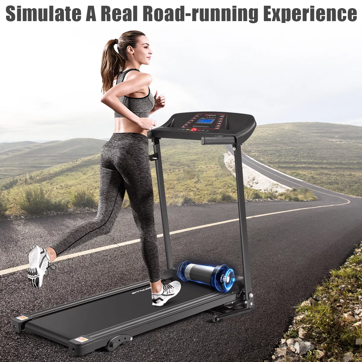 Goplus 1.0HP Folding Treadmill Electric Support Motorized Power Running Machine Trainer - Womvr