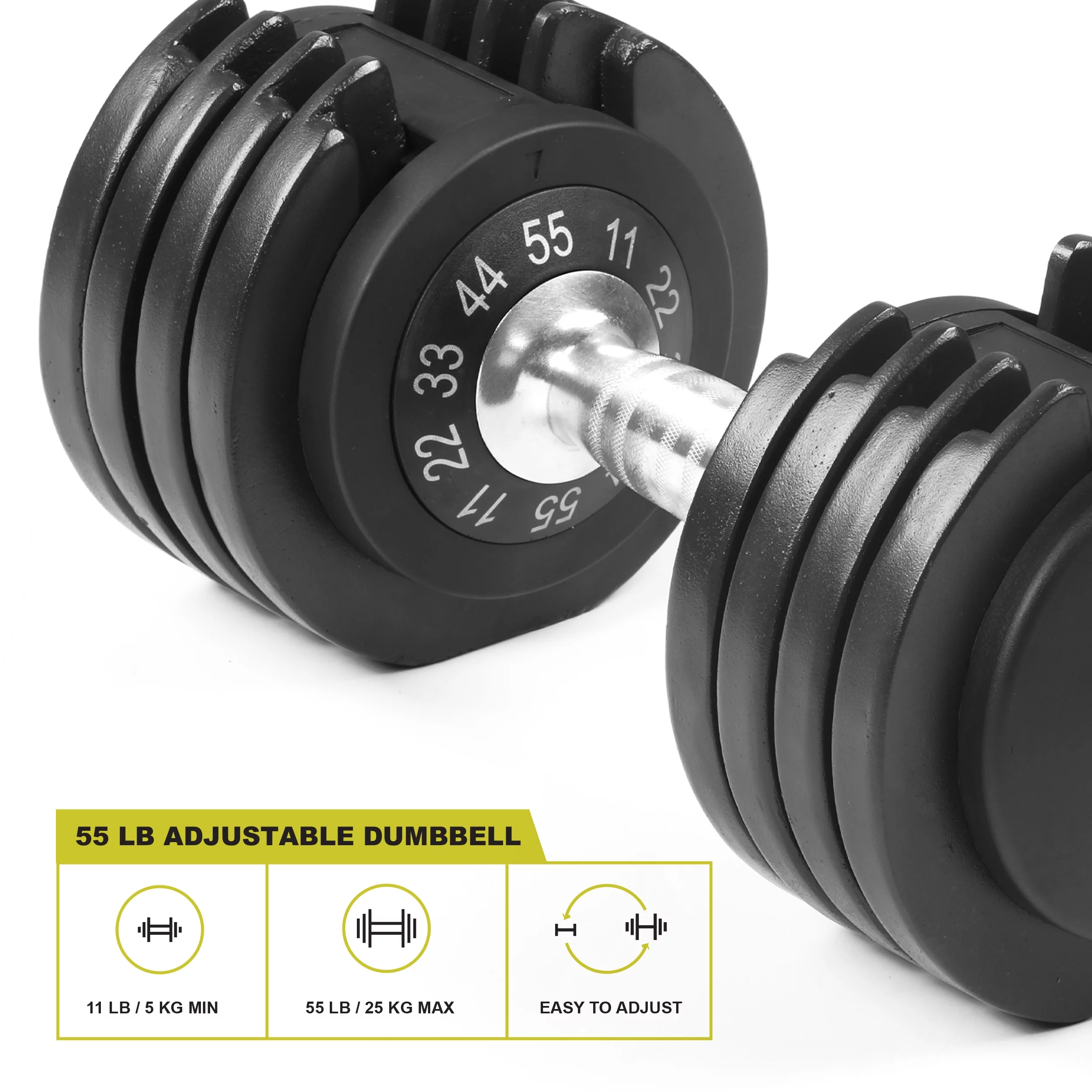 PRCTZ 10-50 lb Quick Select Adjustable Dumbbell, Enhanced 3-Point Safety Locking System, Single, Black - Womvr