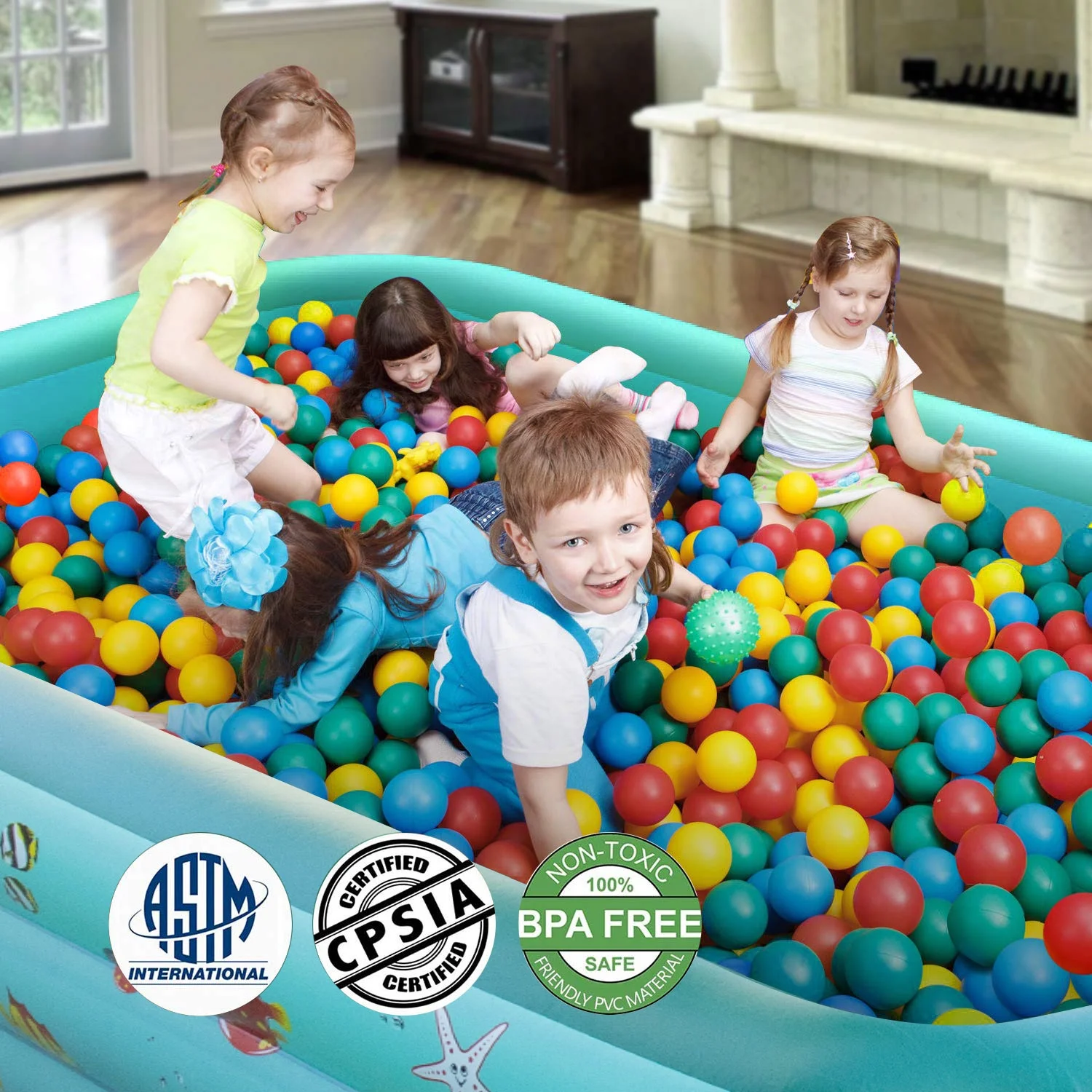 Inflatable Pool, 6.9 x 5 x 1.8 ft Family Swimming Pools for Kids, Toddlers, Infant, Adult, Rectangular, Thickened - Womvr