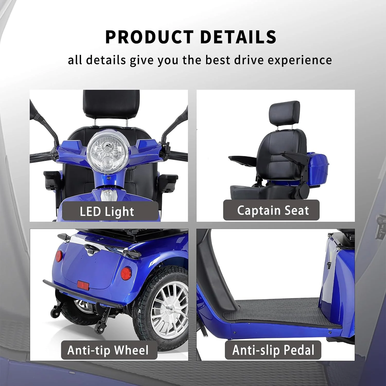 4-Wheel Electric Mobility Scooter for Adults Seniors and Eldely,Adult Electric Powered Wheelchair Device,Father's Day Gift - Womvr