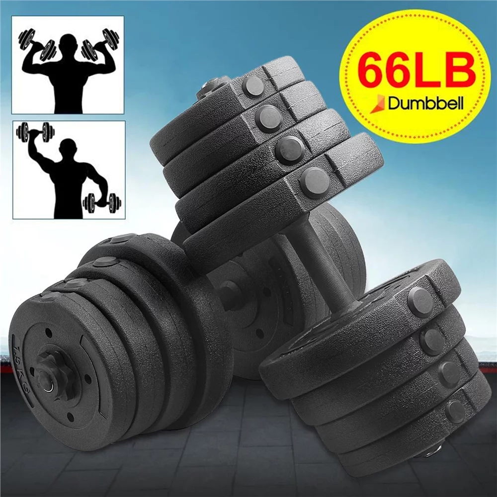 Yaheetech 66LB Adjustable Dumbbell Weight Set Home Training Dumbbell Pair Lifting Black - Womvr