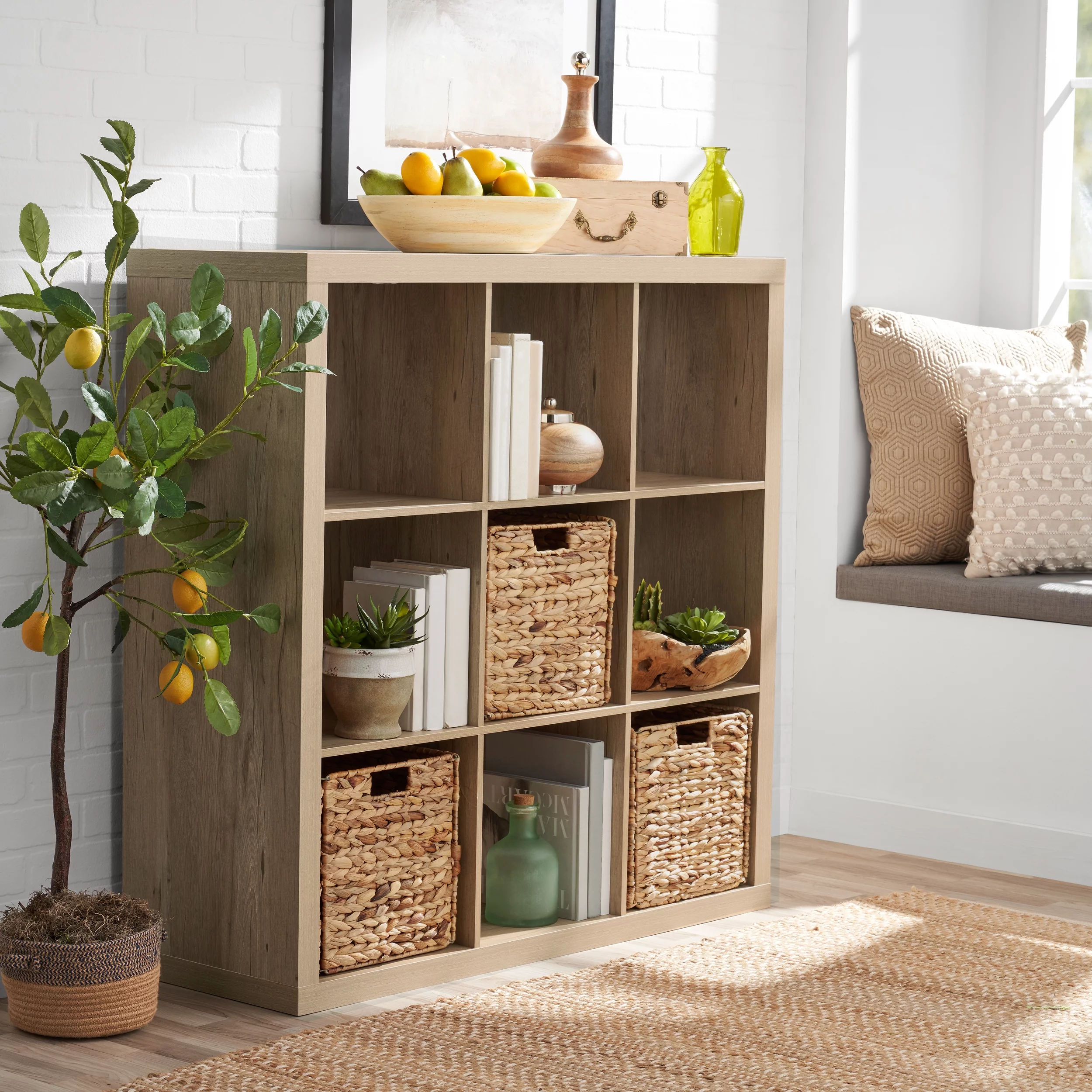 Better Homes & Gardens 9-Cube Storage Organizer, Natural - Womvr
