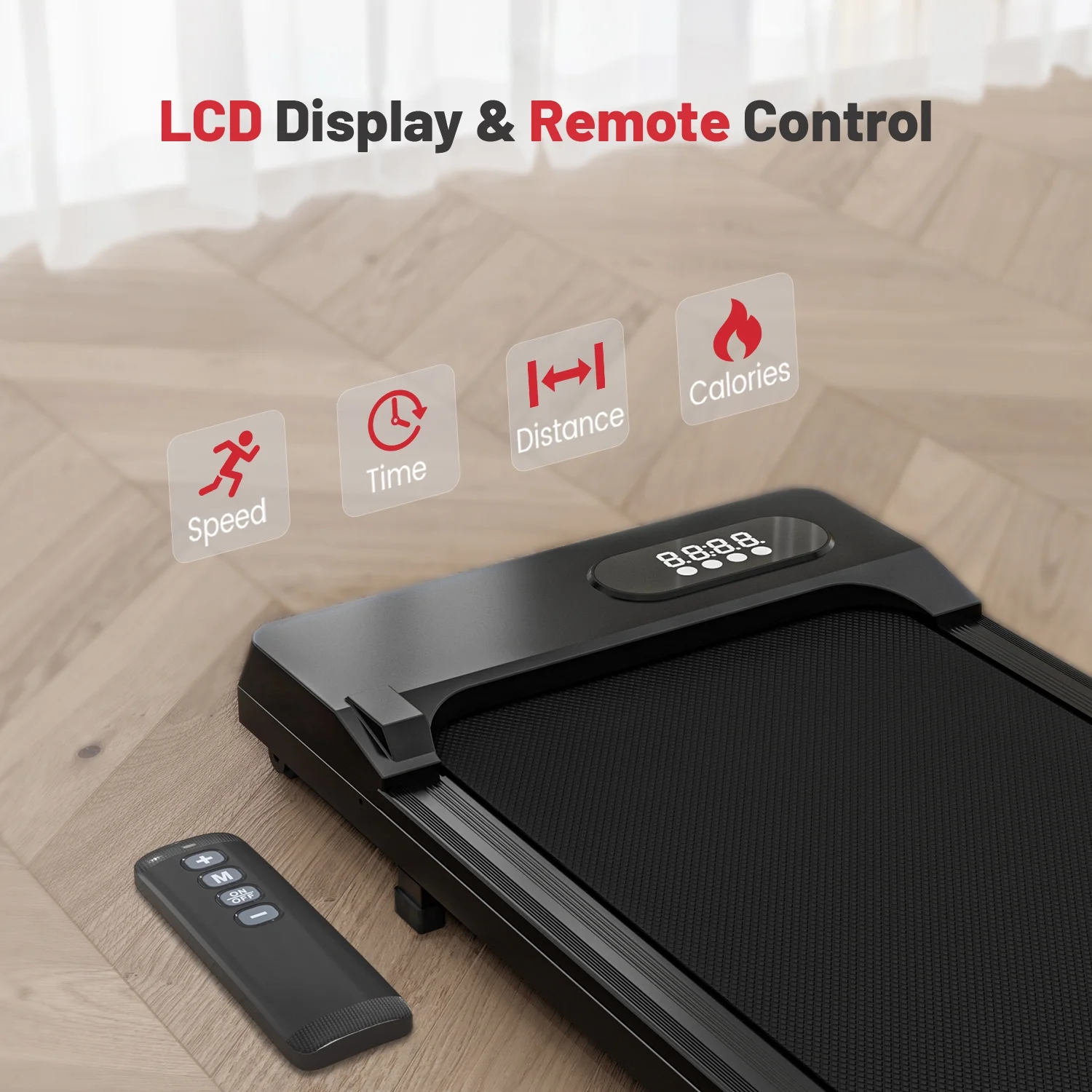 Bigzzia Walking Pad, 2 in 1 Under Desk Treadmill with Remote Control and LCD Display, Compact Treadmill for Home & Office, Silver - Womvr