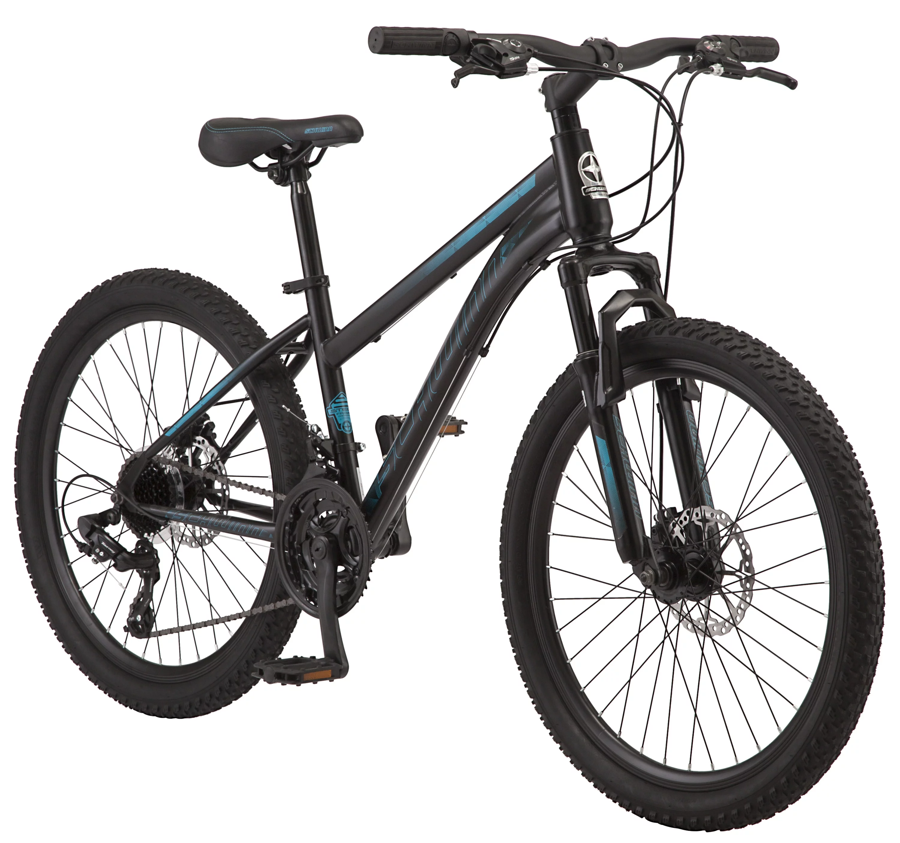 Schwinn Sidewinder Mountain Bike, 24-inch Wheels, 21 Speeds, Black / Teal - Womvr