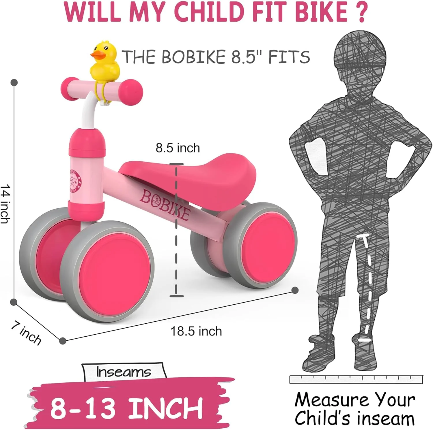 Bobike Baby Balance Bike Toys for 1 Year Old 10-24 Months Toddler Walker Bicycle Pink - Womvr