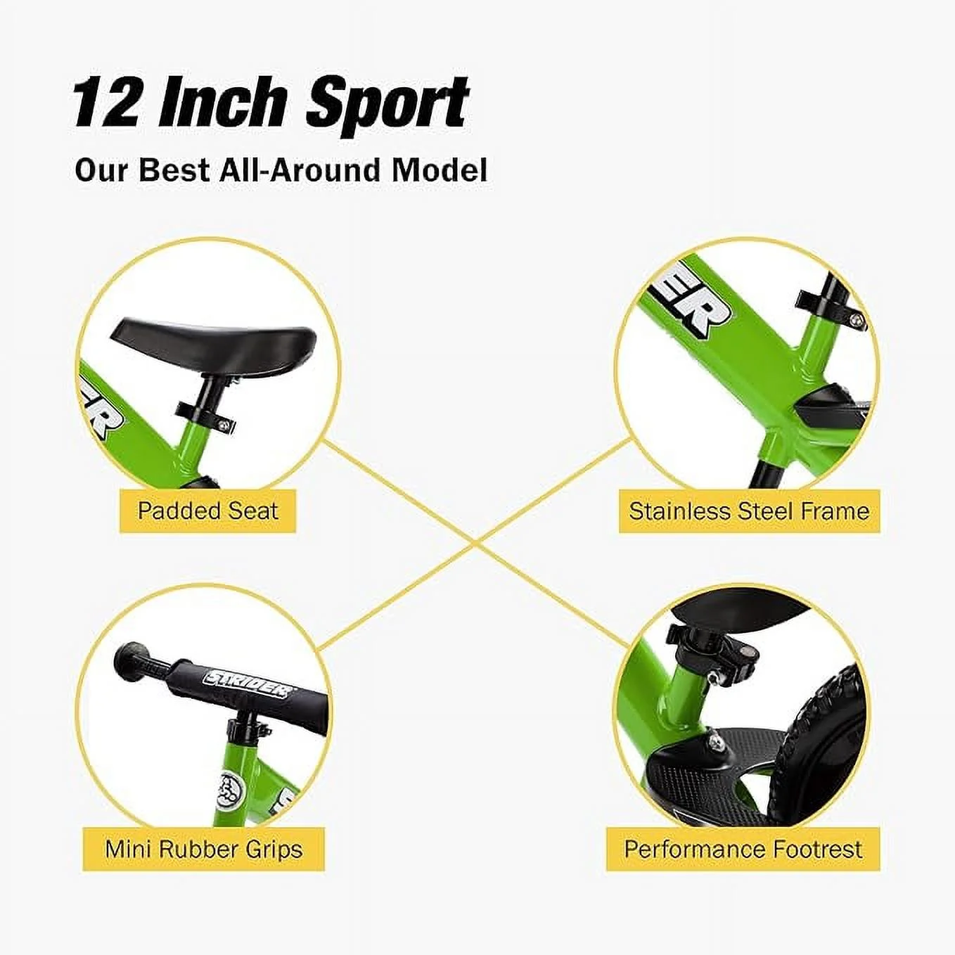 Strider - 12 Sport Balance Bike, Ages 18 Months to 5 Years - Blue - Womvr