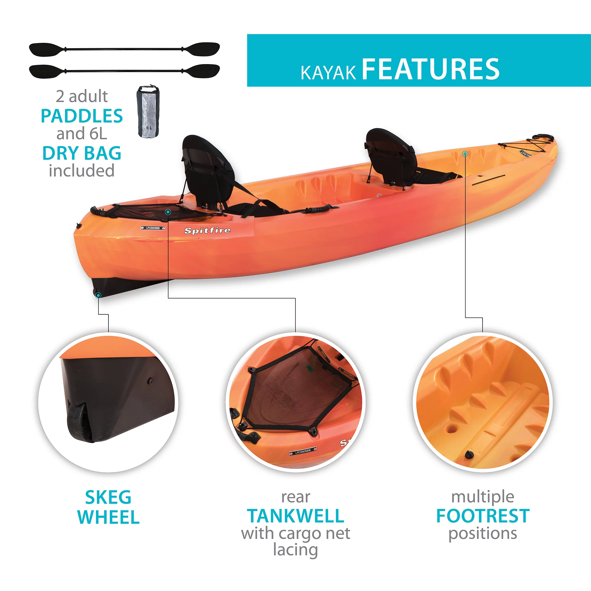Lifetime Spitfire 12T Tandem Kayak, Lime Green - 90476 - Womvr