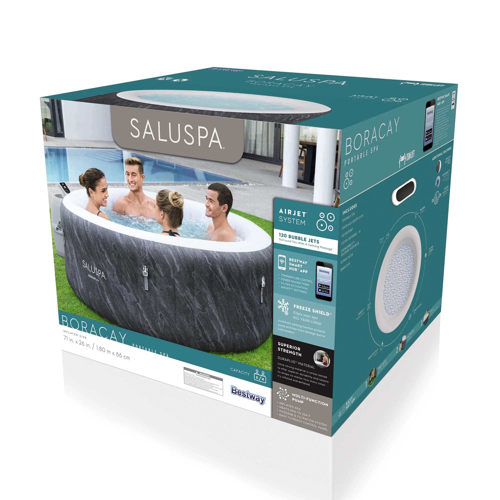 Bestway SaluSpa Cancun AirJet Inflatable Hot Tub with 120 Jets, Gray - Womvr