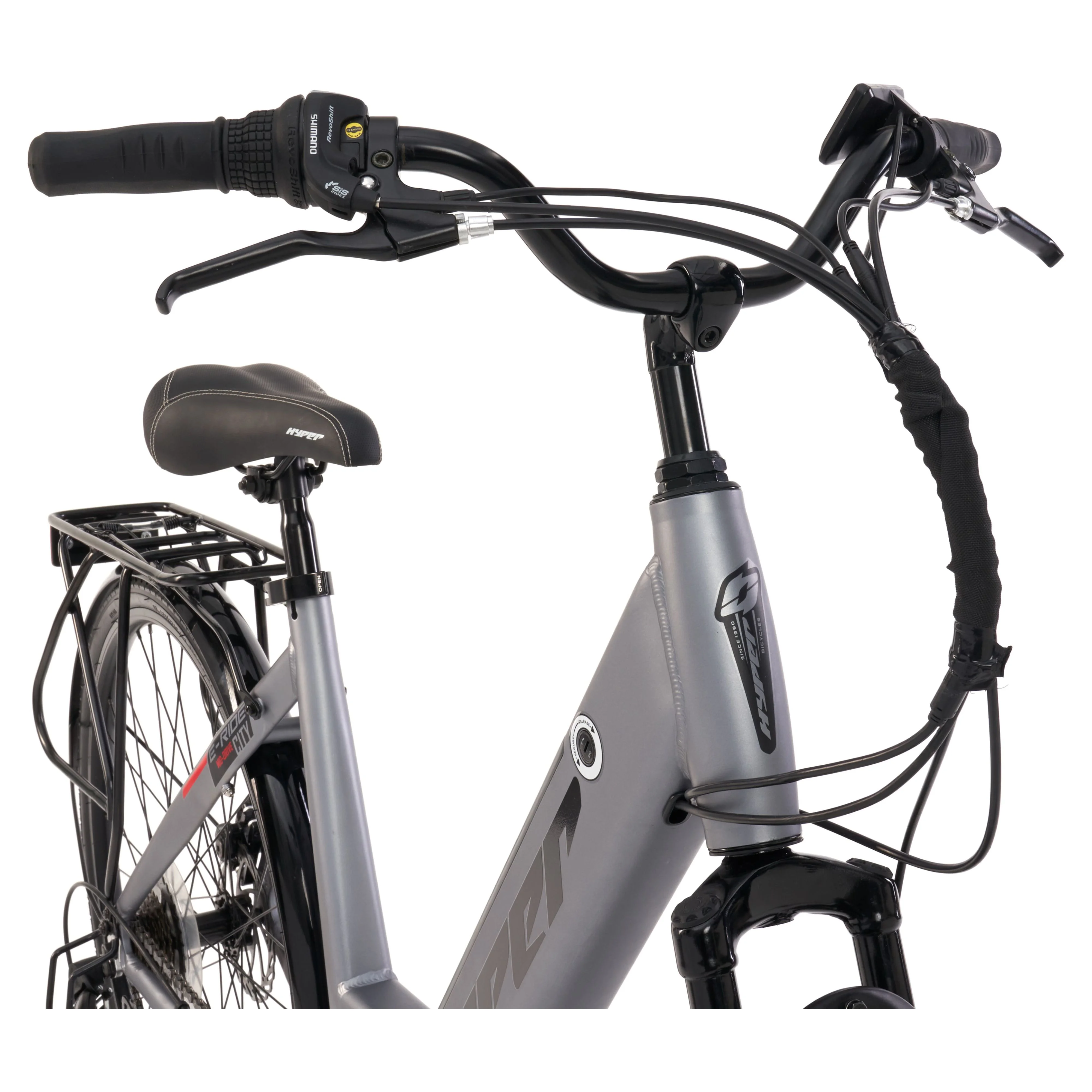 Hyper Bicycles 36V 700C Commuter Electric Bike for Adults, Pedal-Assist, 250W Mid-Drive E-Bike Motor, Matte White - Womvr