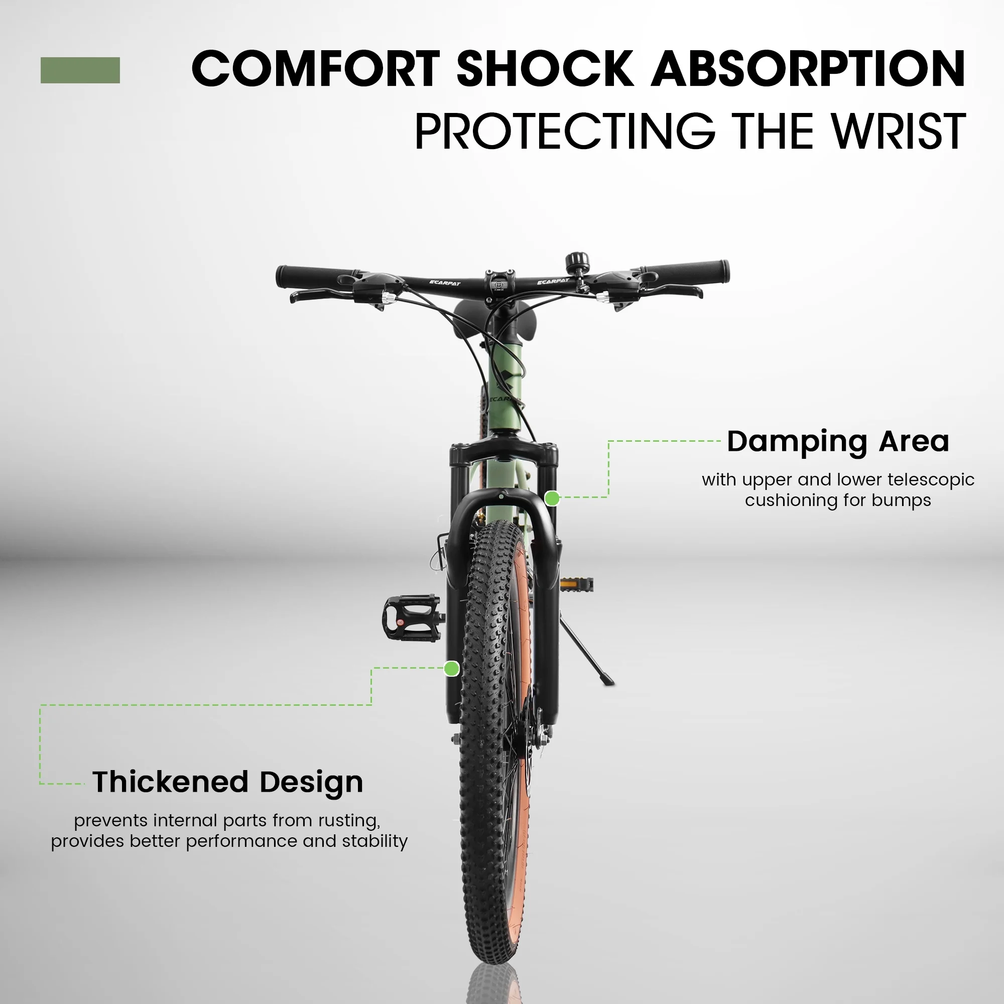 FFOMO 27.5 inch Mountain Bike, 21-Speed Commuter Bike, Disc Brakes, Thumb Shifter Front Fork Bicycles - Green - Womvr