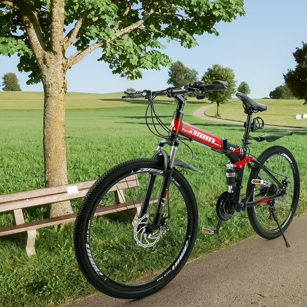 ARTUDATECH Full Suspension Mens Mountain Bike, Shimano 21 Speed, 26 Inch Wheel, Dual Disc Brake Bike for Men Womens Adult Bicycle - Womvr