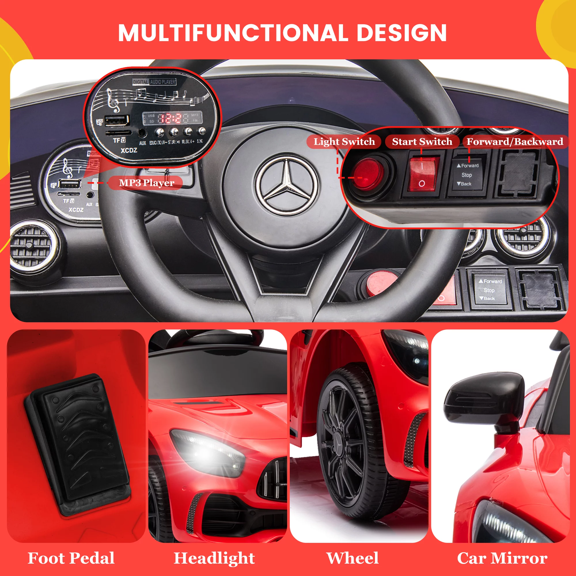 Seizeen 12V Kids Ride On Cars Battery Powered, Lamborghini Ride on Toy w/ Remote Control, 3 Speeds, Music Player, Ride On Cars for Kids As Best Gift for Girls Boys, Pink - Womvr