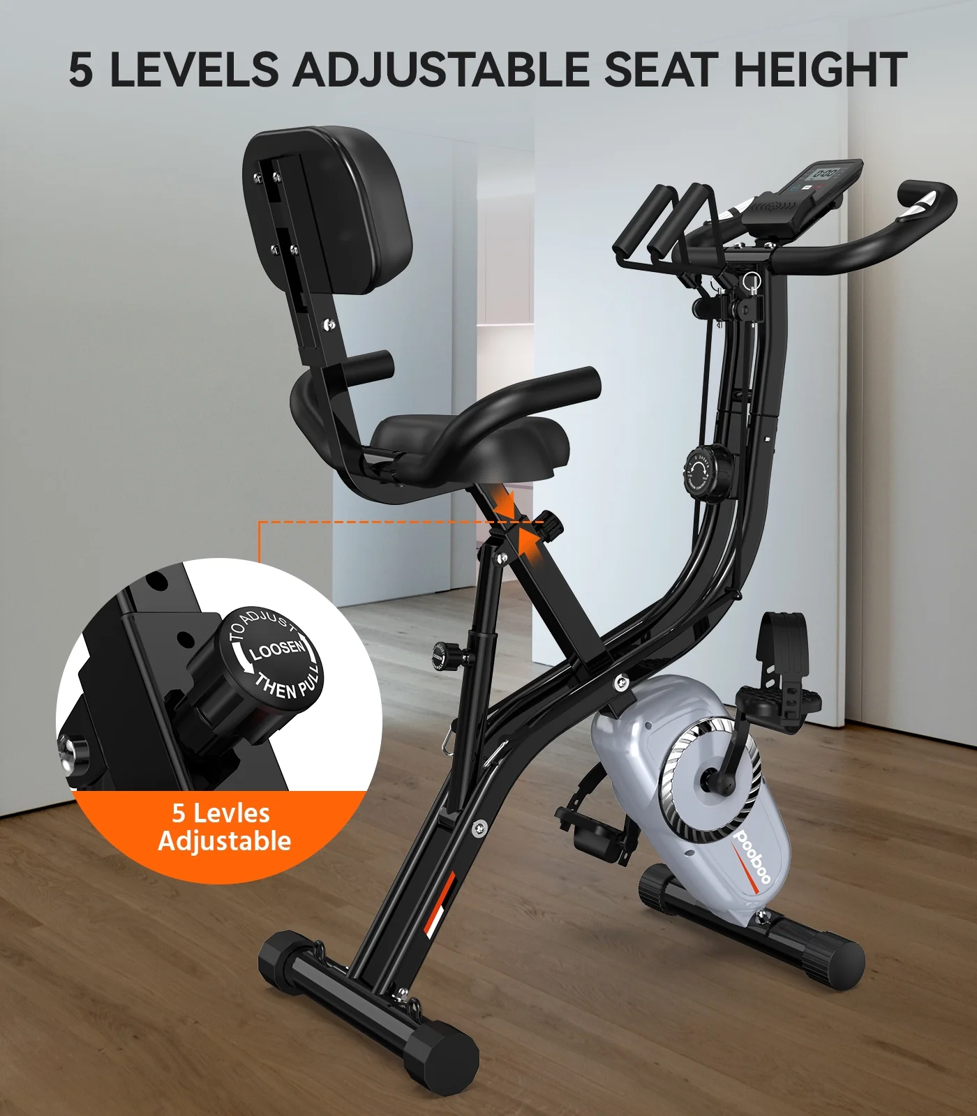 Pooboo 4in1 Folding Exercise Bike Indoor Cycling Bike Stationary Magnetic x Bike Gym Workout 300lb - Womvr