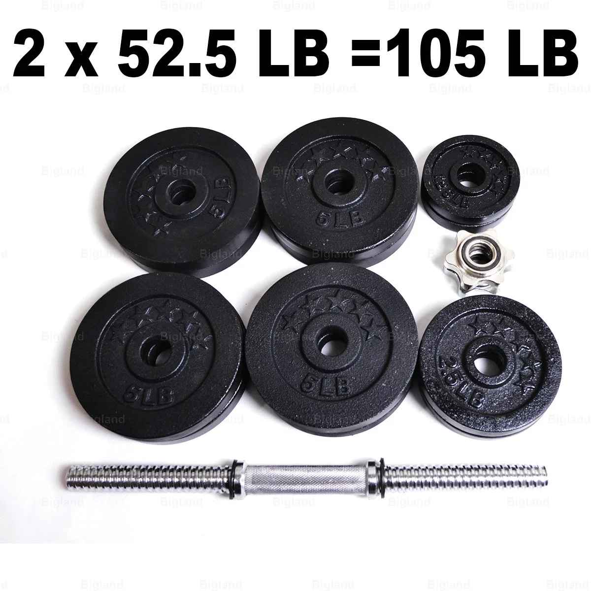 Full Metal Iron Adjustable Dumbbell Set 105 lbs Weight Pair Black - Womvr
