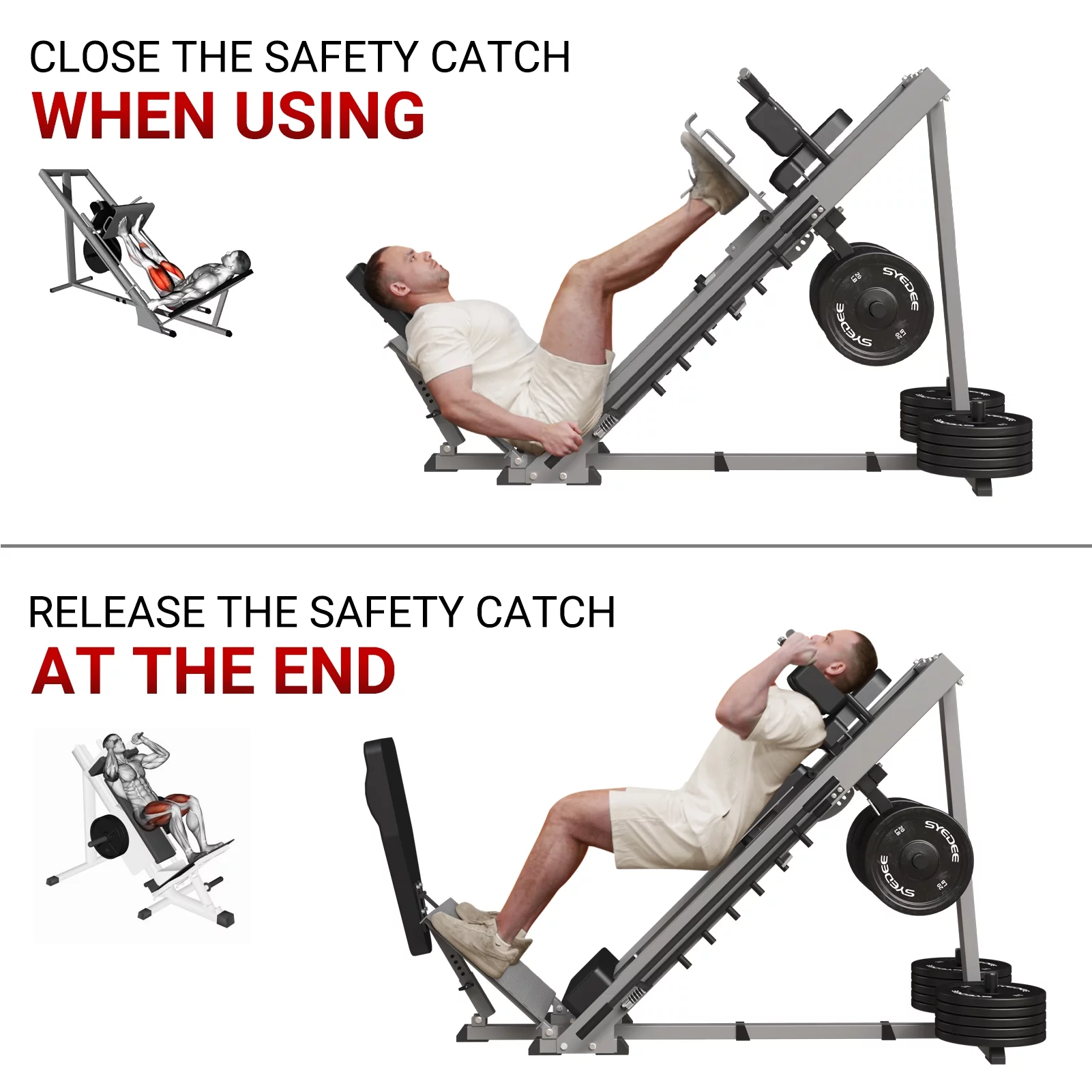 syedee Leg Press Hack Squat Machine, Leg Exercise Machine with Linear Bearing, Lower Body Special with Weight Storage for Quads, Hamstring, Glutes, Calves, Heavy Duty Home Gym Leg Day Equipment(Red) - Womvr