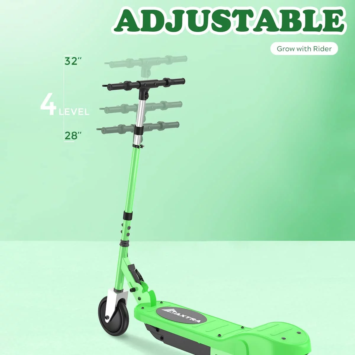 Maxtra Scooters E100 Folding Electric Scooter with Adjustable Handlebar for Kids Ages 6-12, up to 10 MPH, 155 Lbs. Max Load - Womvr