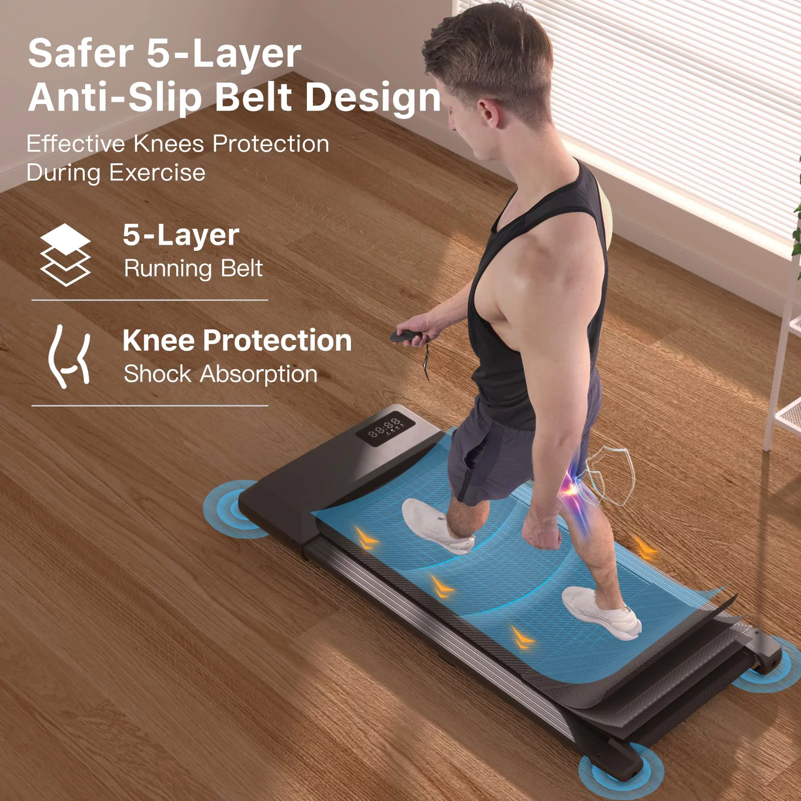 Superun 2.5Hp Walking Pad, 35.5*15.5 Walking Area 2 in 1 Under Desk Treadmill,300lb Walking Treadmill with Remote Control and LED Display, Quiet, Compact & Small Treadmill for Home & Office (White) - Womvr