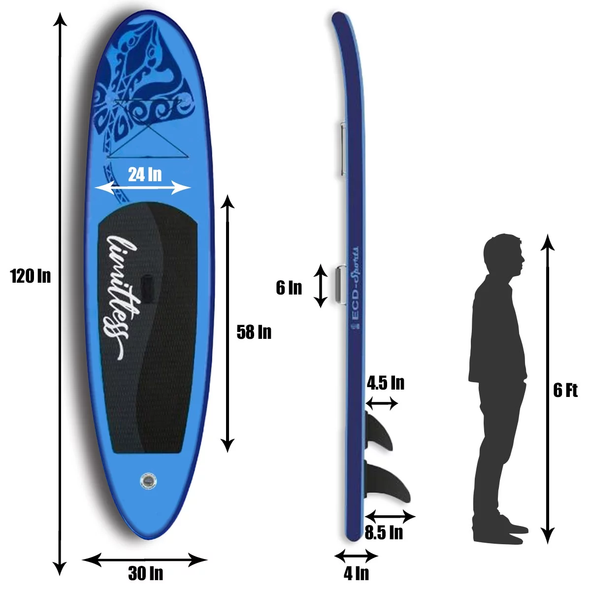 JSP Stand Up Inflatable Paddle Board 10.5' SUP Blow Up Boat 330 lb Capacity - Womvr