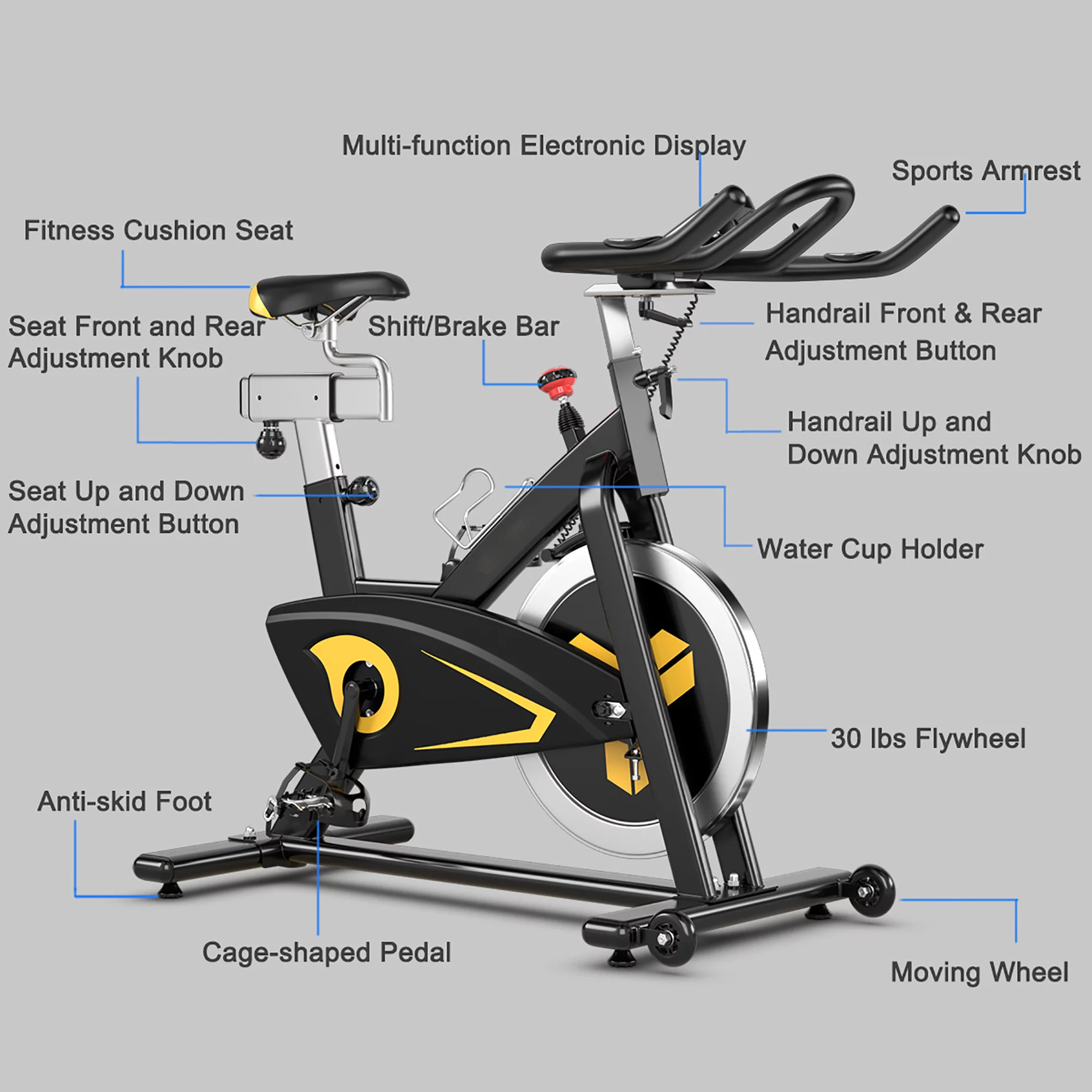 Costway Indoor Cycling Bike Magnetic Exercise Bike Stationary Belt Drive Gym Home Cardio - Womvr