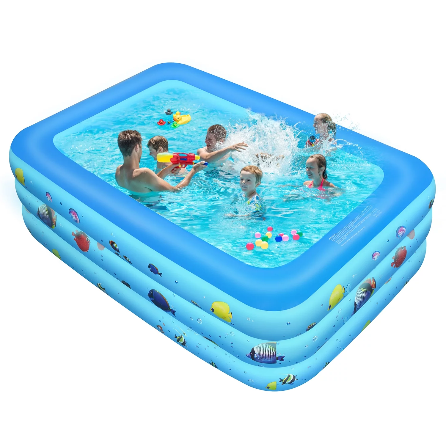Inflatable Pool, Durable Thickened Blow up Kiddie Pool for Kids, Toddlers and Adults, BPA-Free Family Swimming Pool, 6.9 x 5 x 1.8 ft, Blue - Womvr