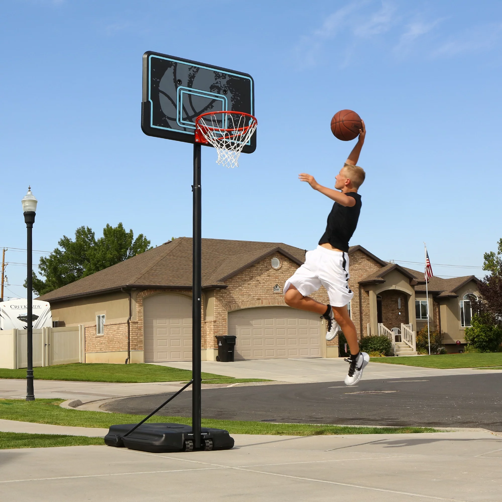 Lifetime Adjustable Portable Basketball Hoop, 44 inch HDPE Plastic Impact® (90759) - Womvr