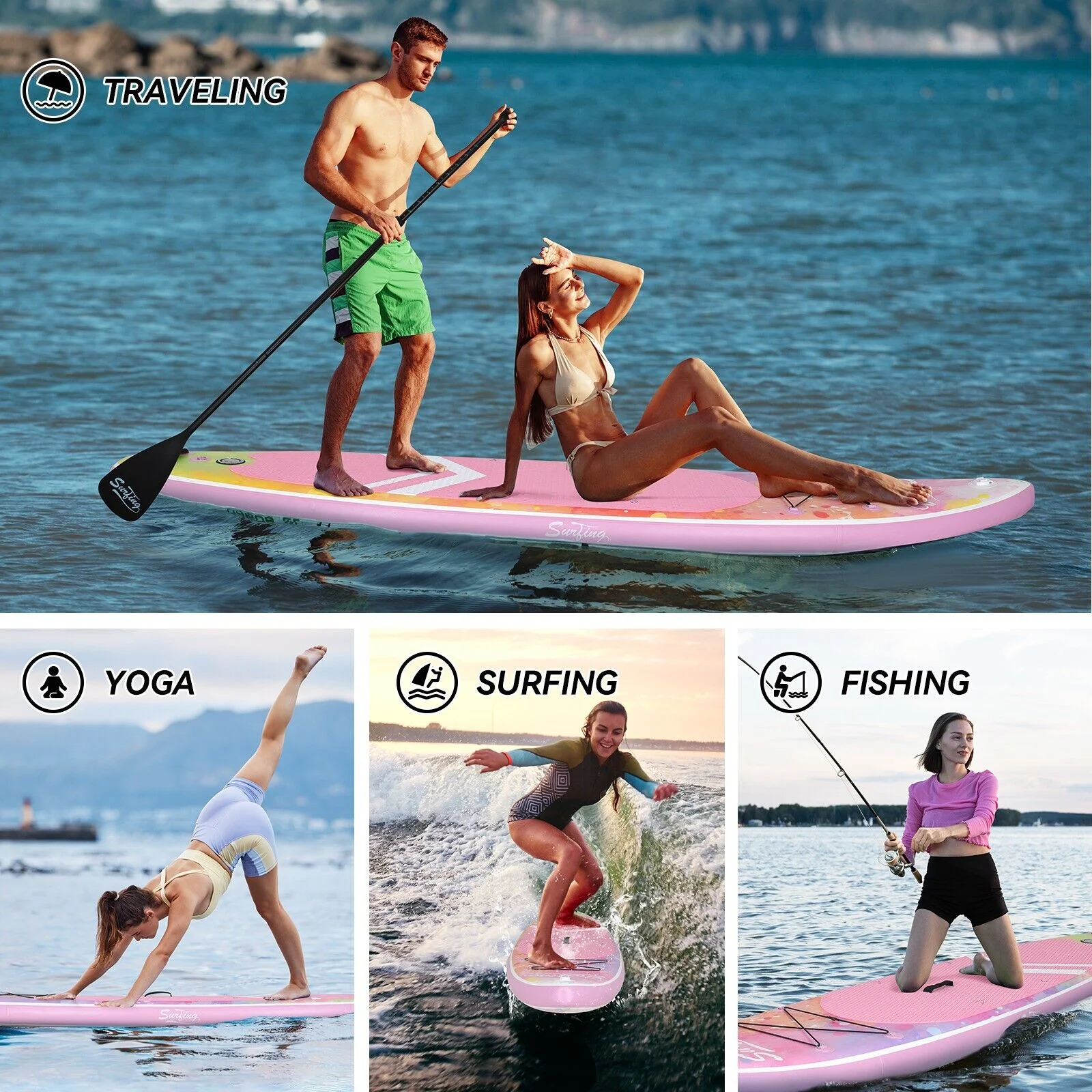 PULUOMIS Inflatable Paddle Board with Seat,Backpack,Hand Pump,Fins,Repair Kit - 11 Ft - Adult - Blue - Womvr