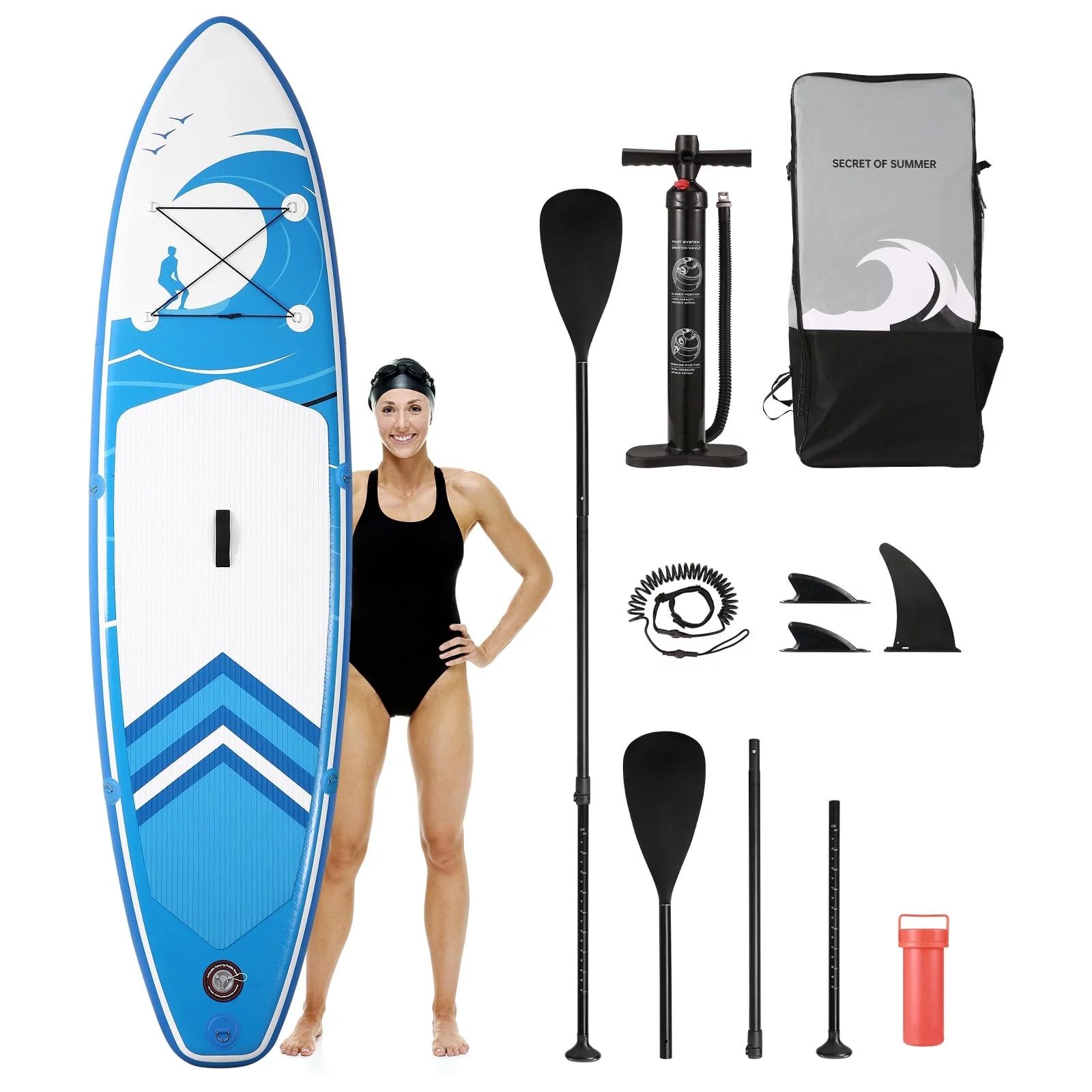 Marnur Inflatable Paddle Board Stand up Paddle Board 10' SUP 6 in.Thick Board Carry Bag & Fast Pumping Green - Womvr