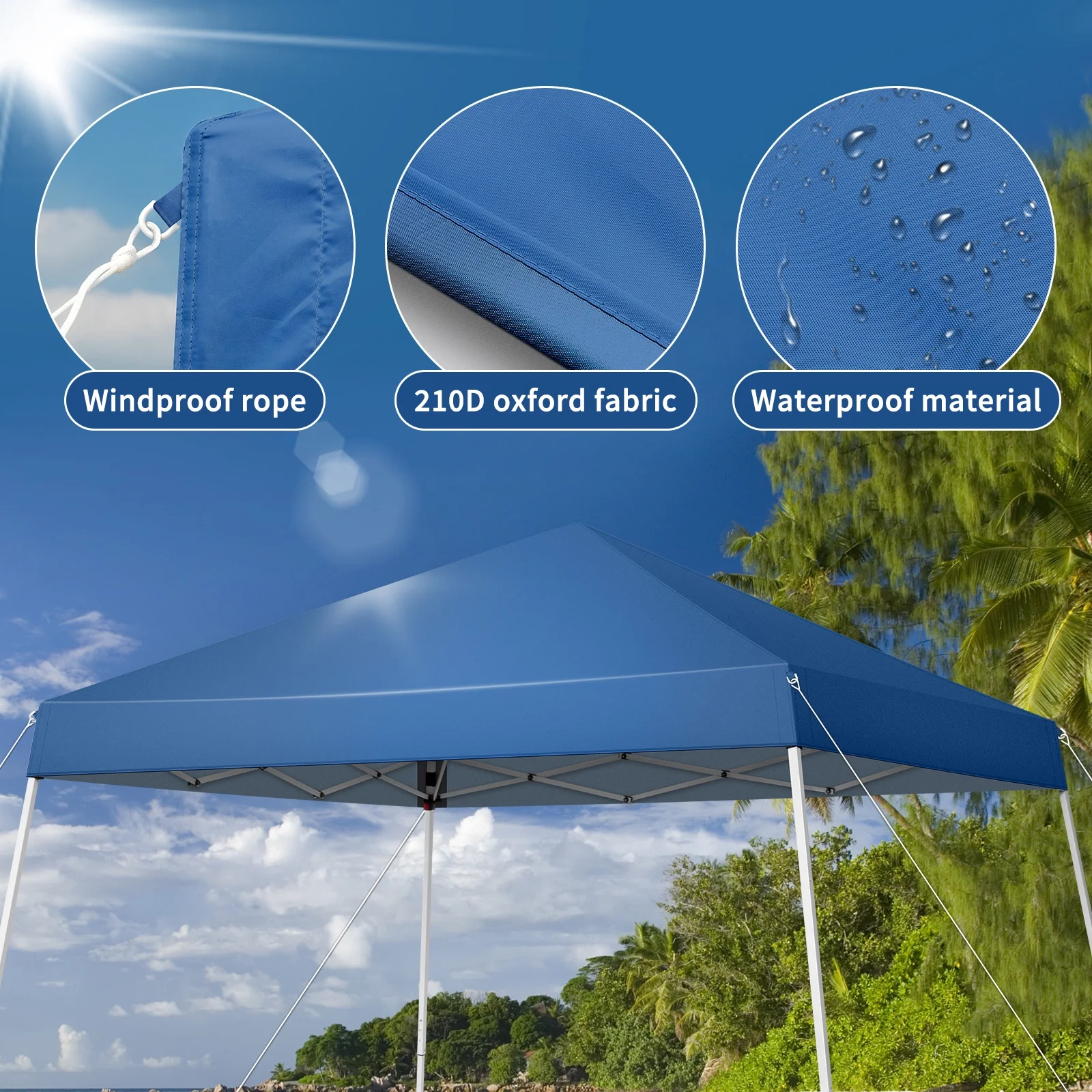 Zimtown 10ft x 10ft Base/8ft x 8ft Top Pop up Canopy Tent Instant Practical Waterproof Folding Tent with Carry Bag - Womvr