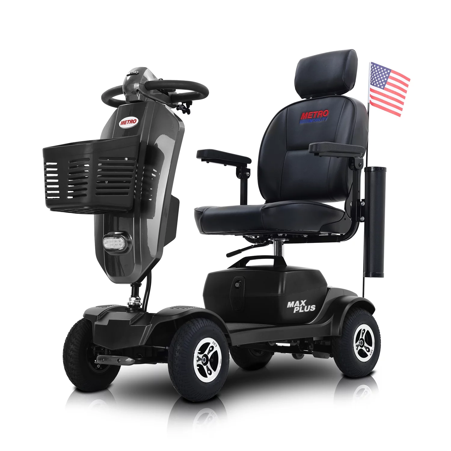 4-Wheel Mobility Scooter, Electric Powered Mobile Wheelchair Device for Adults, Folding and Compact Power Travel Scooters with Cup holders & USB charger port, Max Driving Range 16 Miles, Blue - Womvr