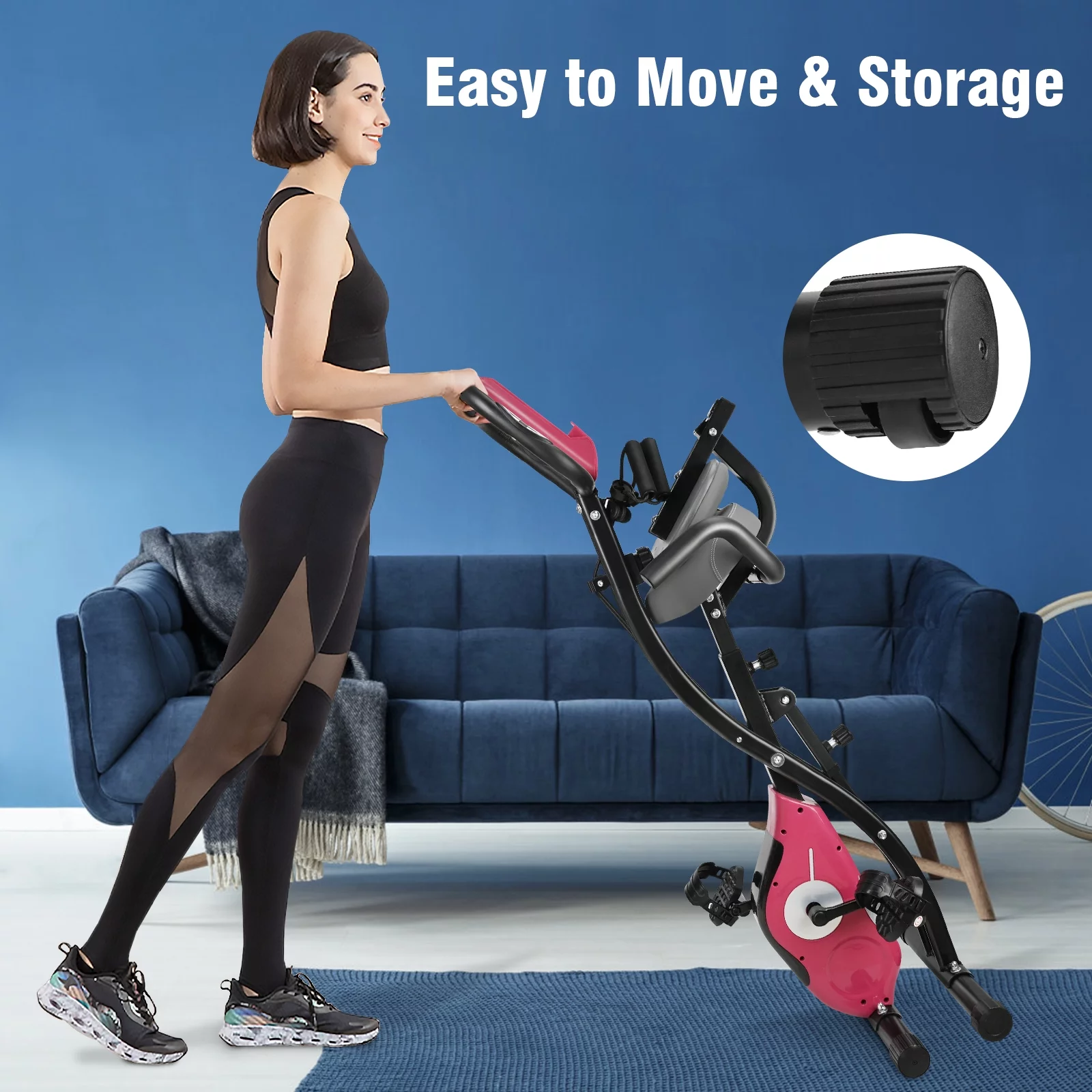 Wonder Maxi Exercise Bike Magnetic Fitness Cycle Folding Stationary Bike Indoor Home Use(White) - Womvr