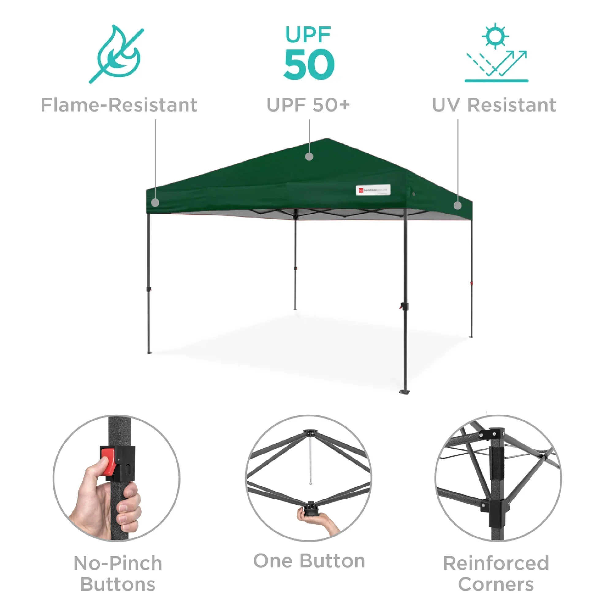 Best Choice Products 10x10ft Easy Setup Pop Up Canopy w/ 1-Button Setup, Wheeled Case, 4 Weight Bags - Cerulean - Womvr