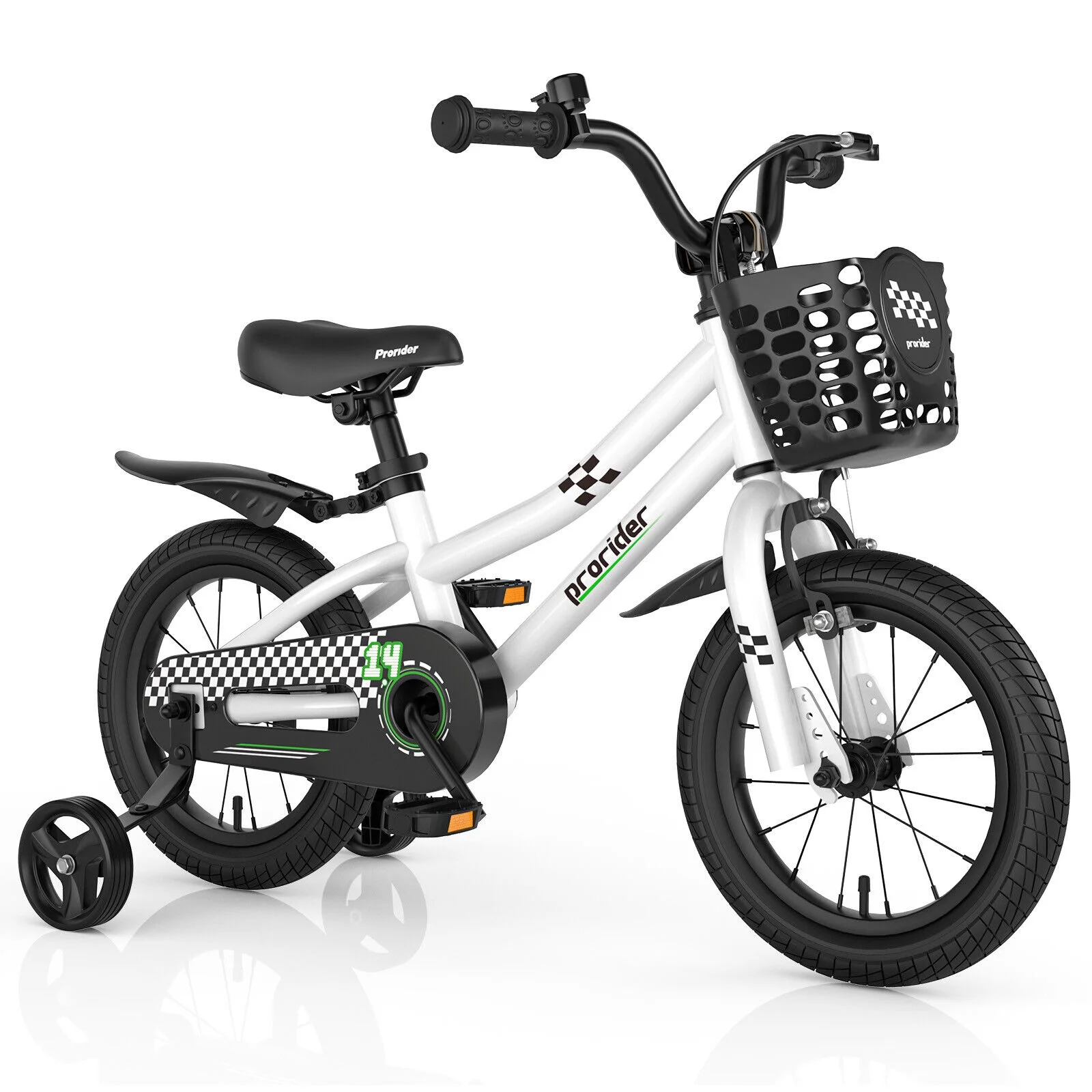 FONIRRA Boys 14 Inch Bike Toddler Bicycles with Training Wheels Kids Bike with Basket and Coaster Brake, White - Womvr