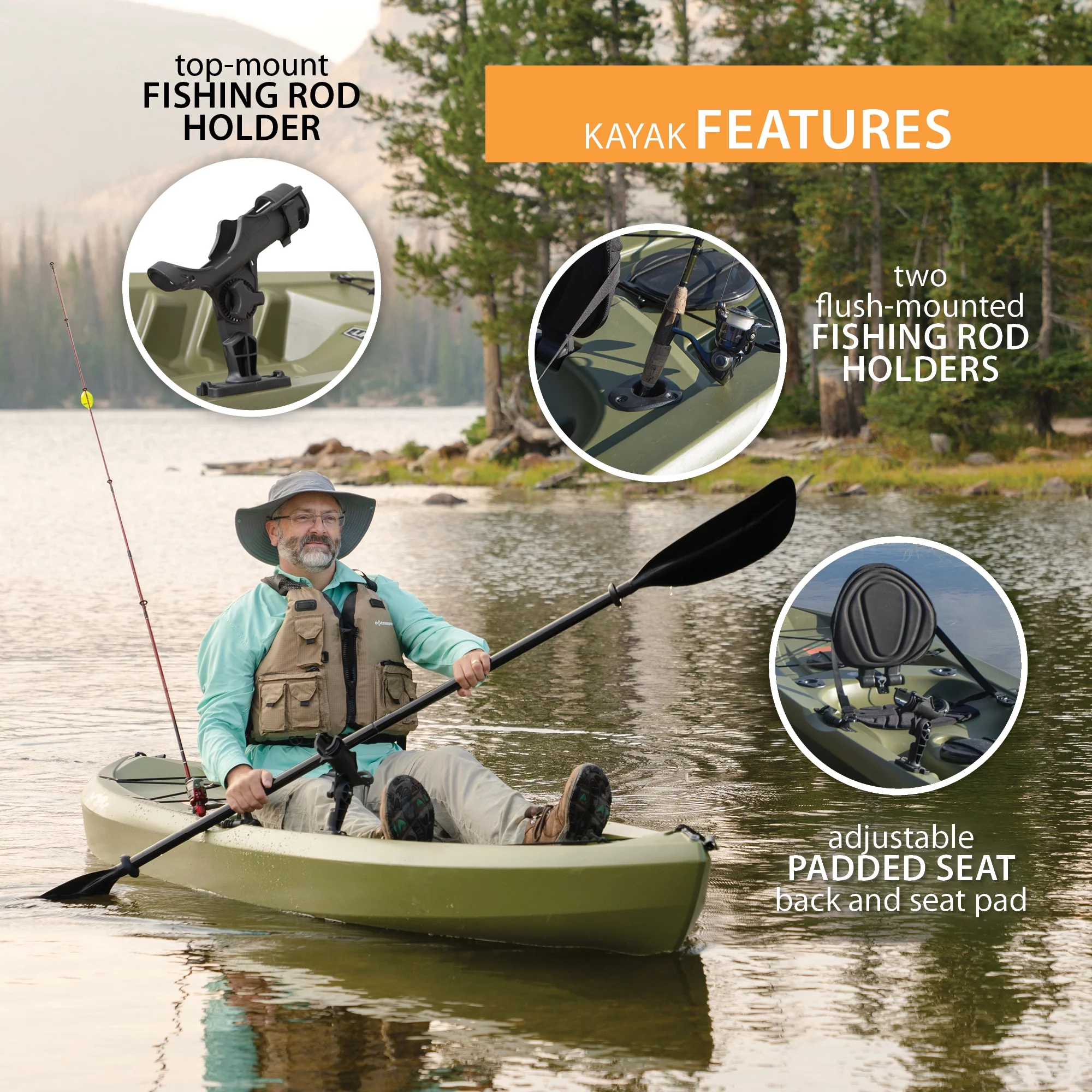 Lifetime Tamarack Angler 100 Fishing Kayak - Olive Green (90539) - Womvr