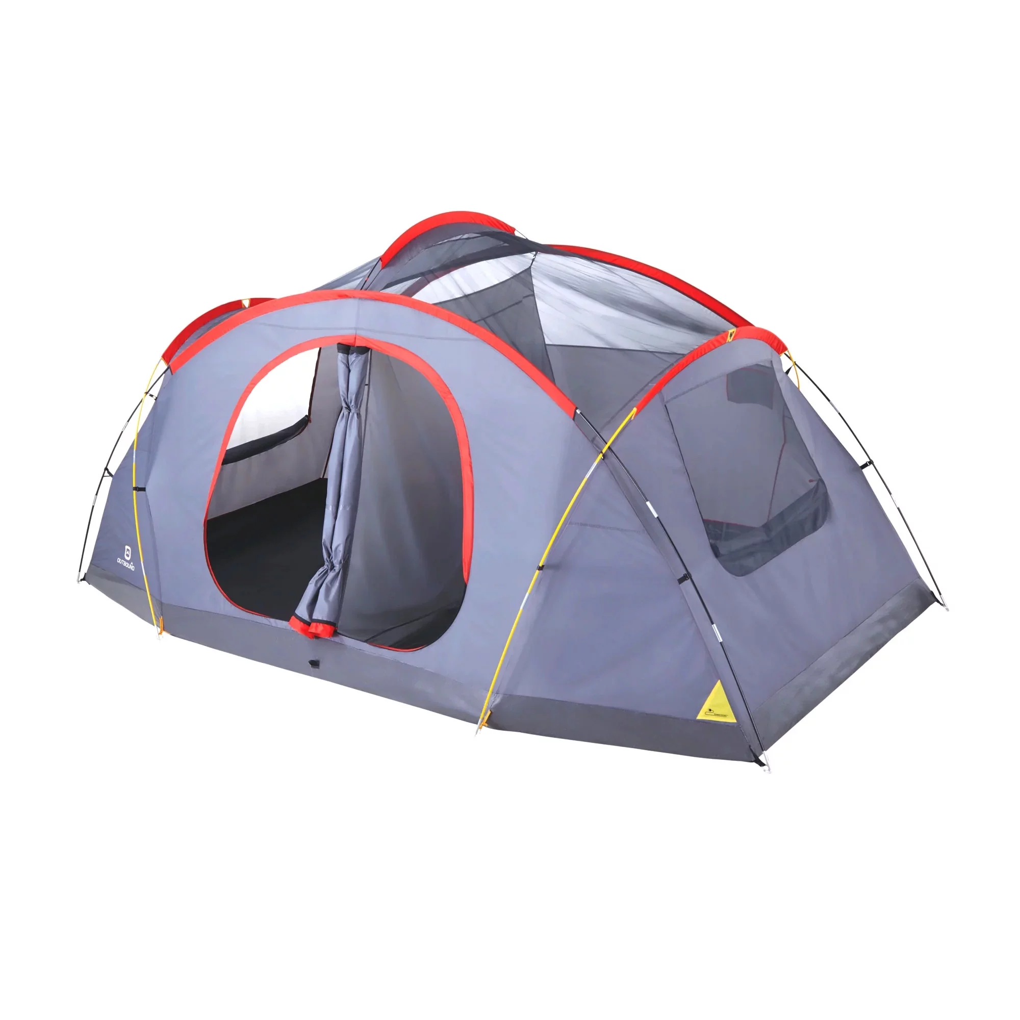 Outbound 8 Person 3 Season Easy Up Dome Tent with Room Divider and Rainfly, Red - Womvr