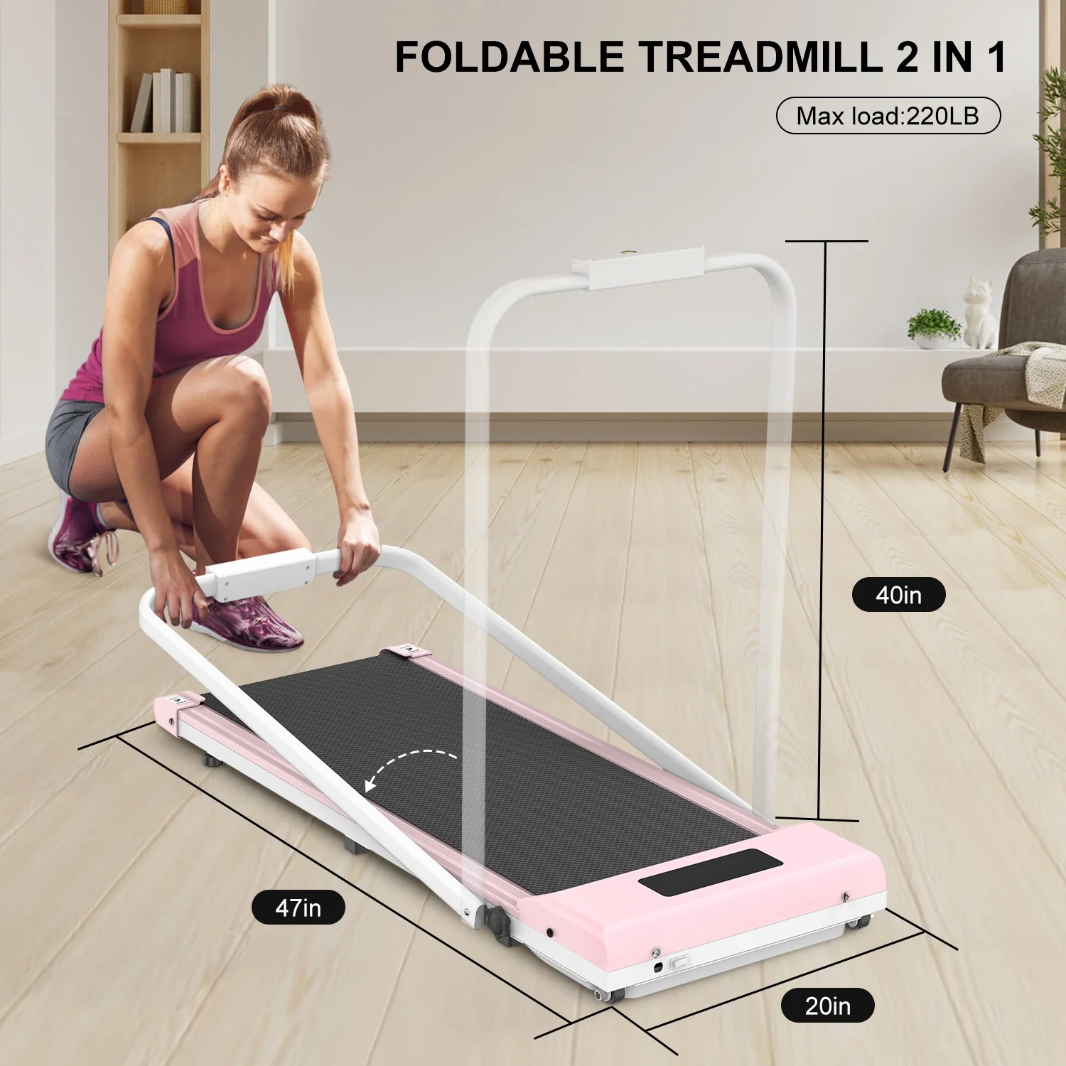 Home Fitness Code Treadmills for Home, Ultra Slim Under Desk Treadmill for Home/Office, No Assembly Required, Black - Womvr
