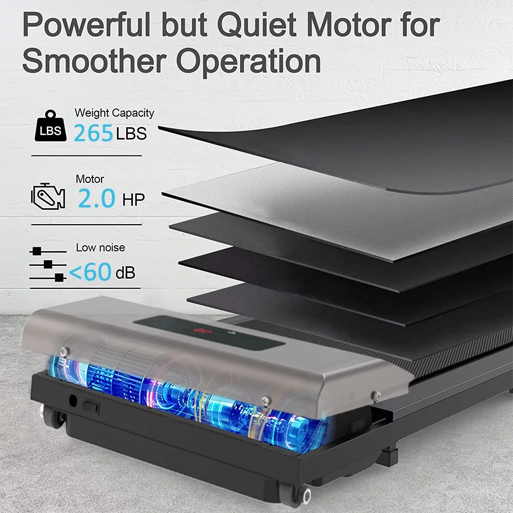 Bigzzia Walking Pad Under Desk Treadmill, Treadmills with Remote Control & LCD Display for Home Office, 265 lbs Max Weight, Gray - Womvr