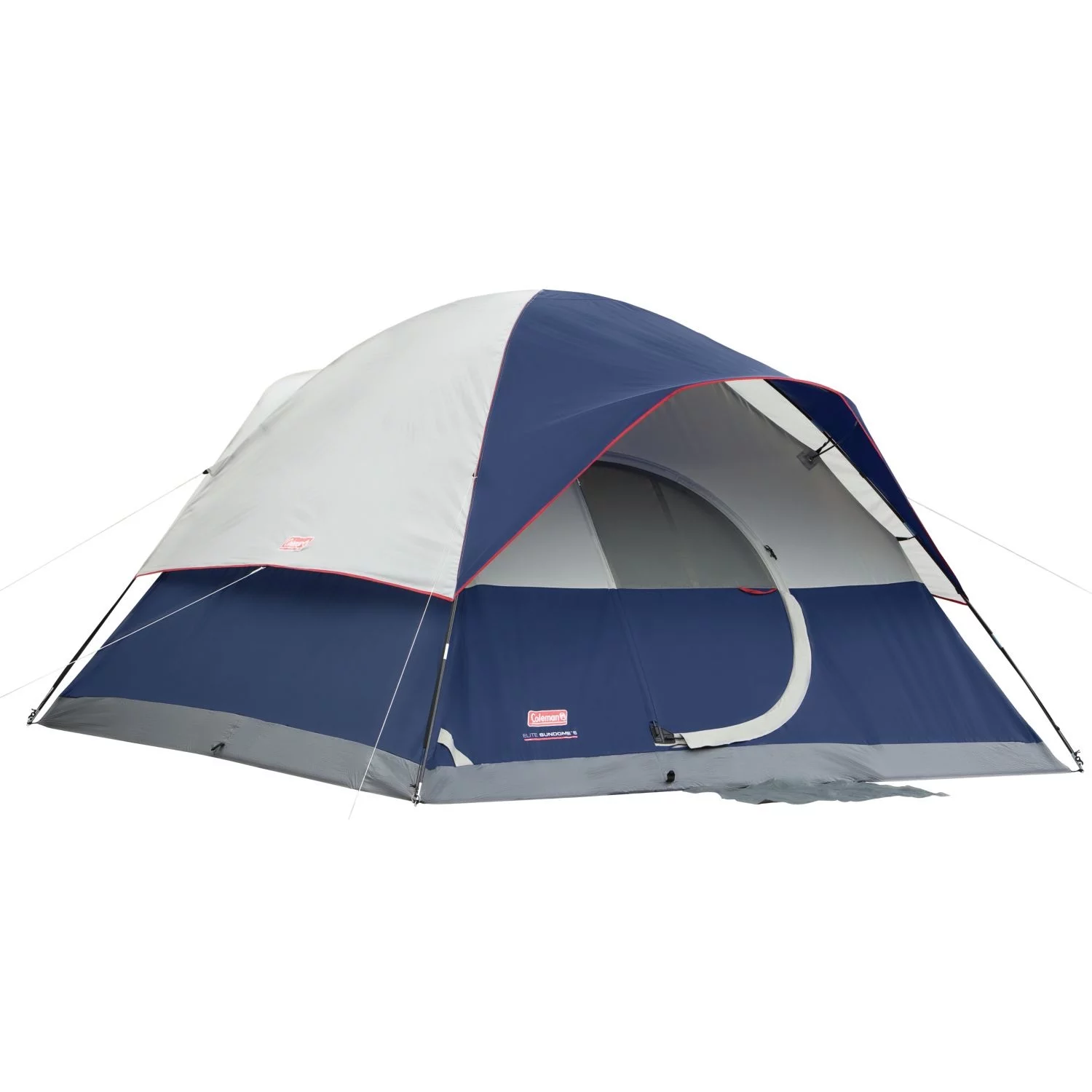 Coleman Elite Sun Dome 6-Person Tent with Built-in LED Lights, 1 Room, Navy Blue - Womvr